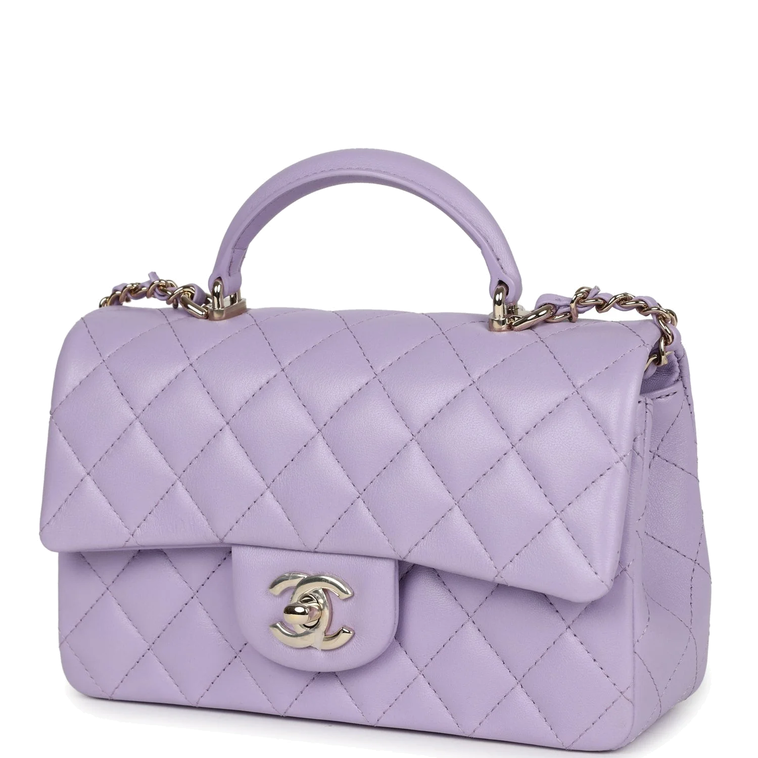 Chanel Mini Rectangular Flap Bag with Top Handle Lilac Lambskin — фото 6