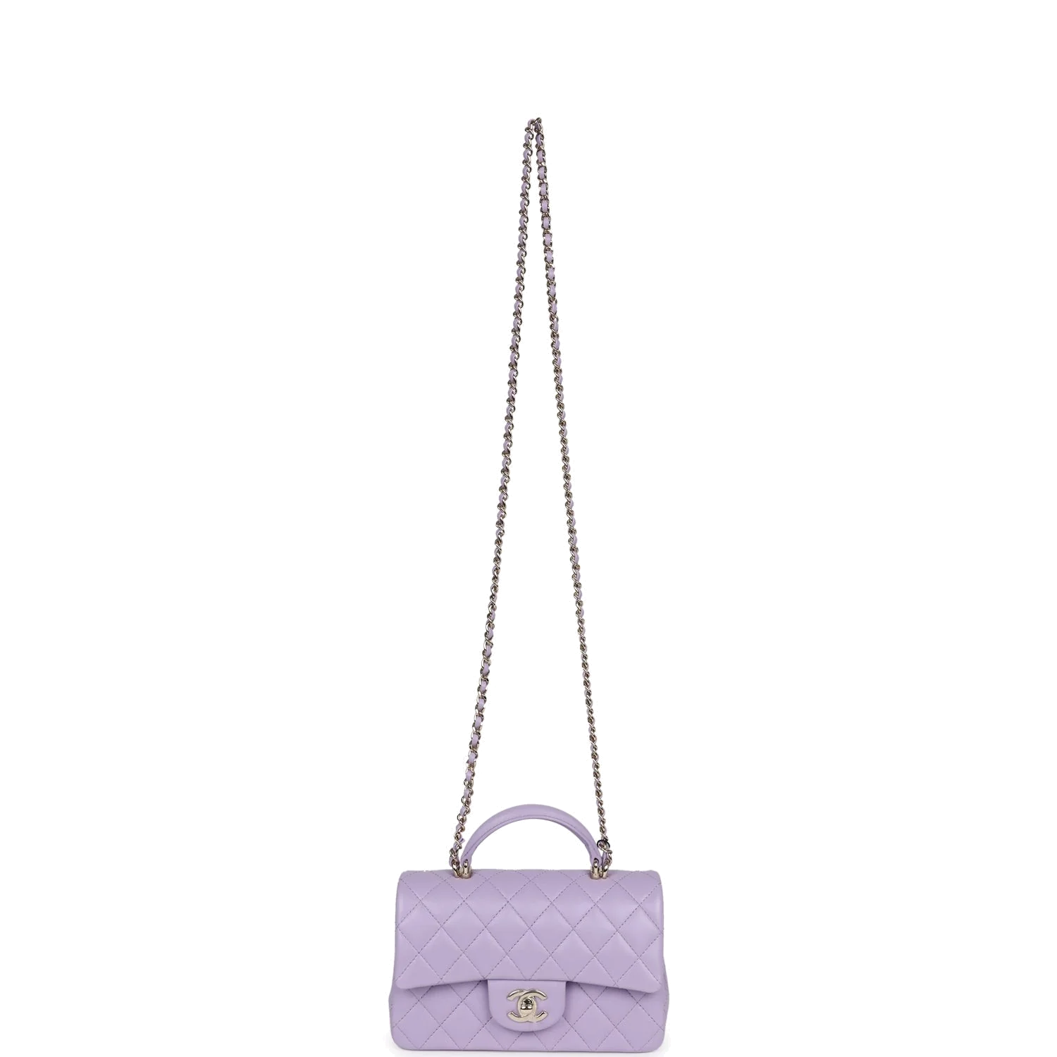 Chanel Mini Rectangular Flap Bag with Top Handle Lilac Lambskin — фото 8