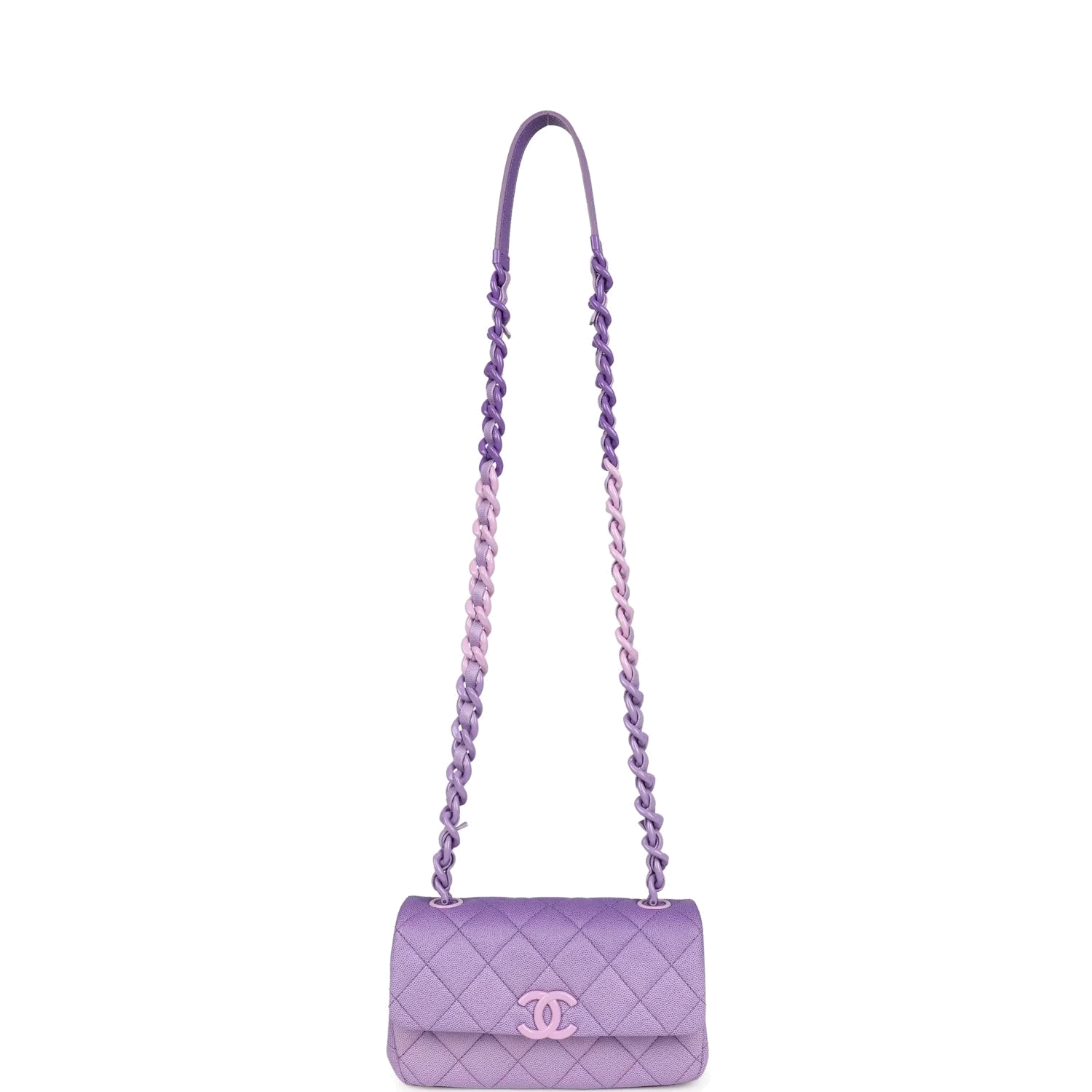 Chanel Mini Rectangular Flap Bag Ombre Purple Caviar — фото 8