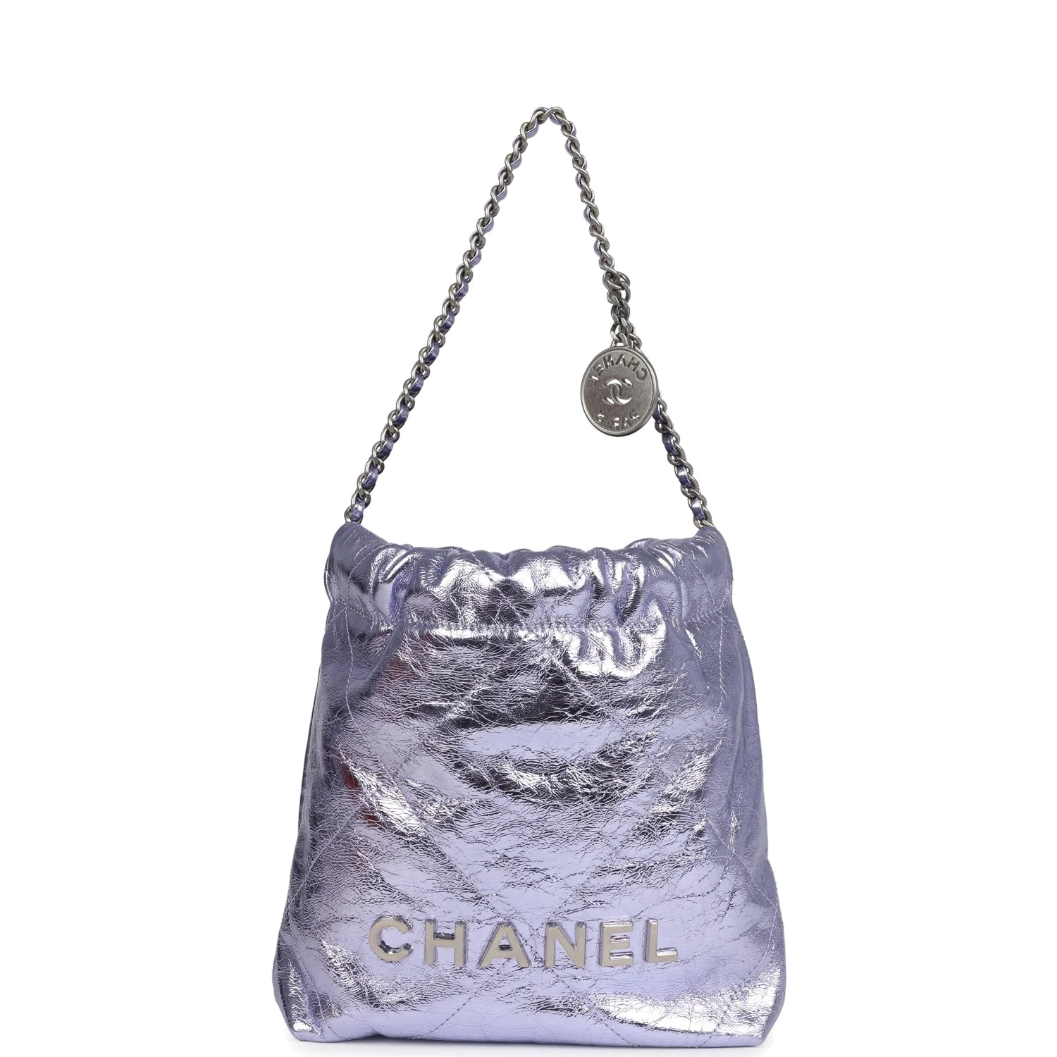 Chanel Mini 22 Bag Purple Metallic Calfskin