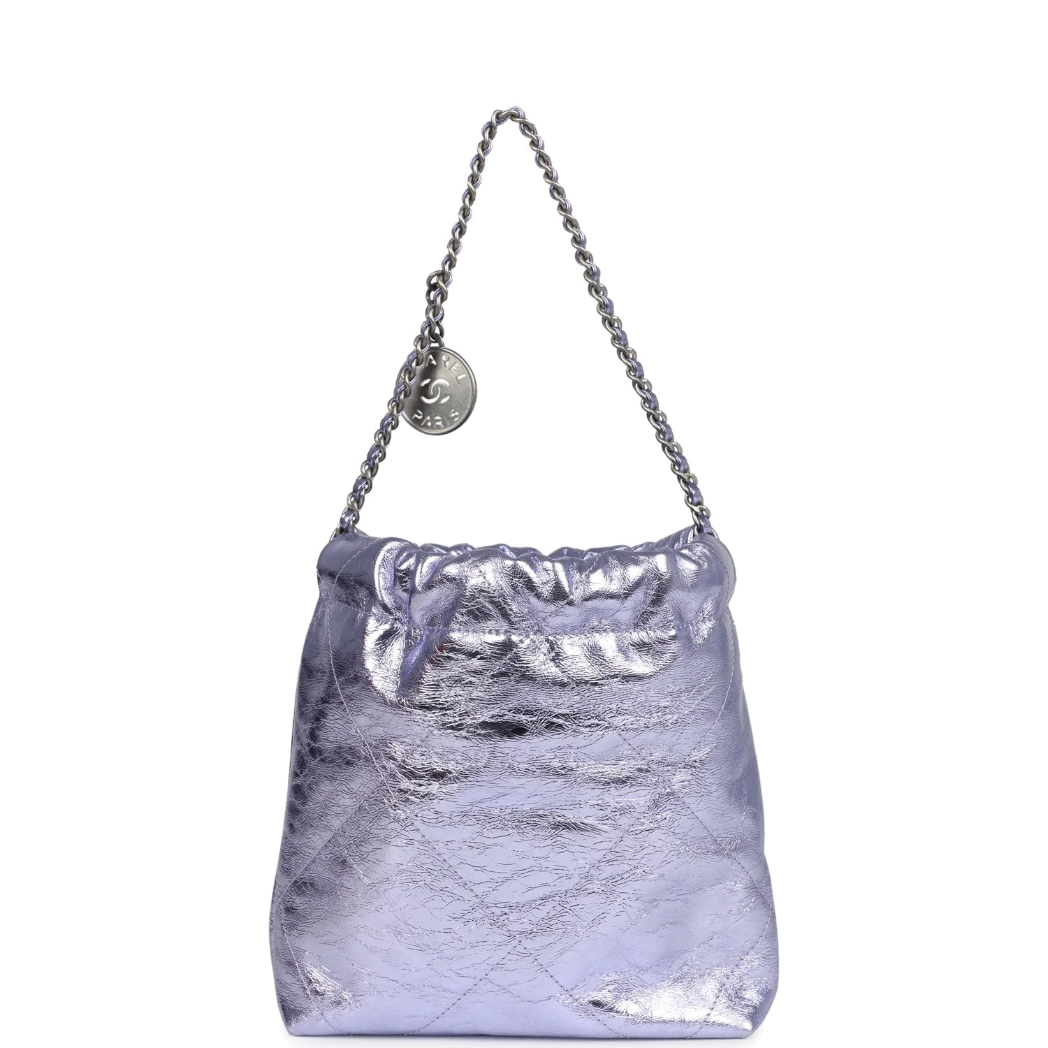 Chanel Mini 22 Bag Purple Metallic Calfskin — фото 5
