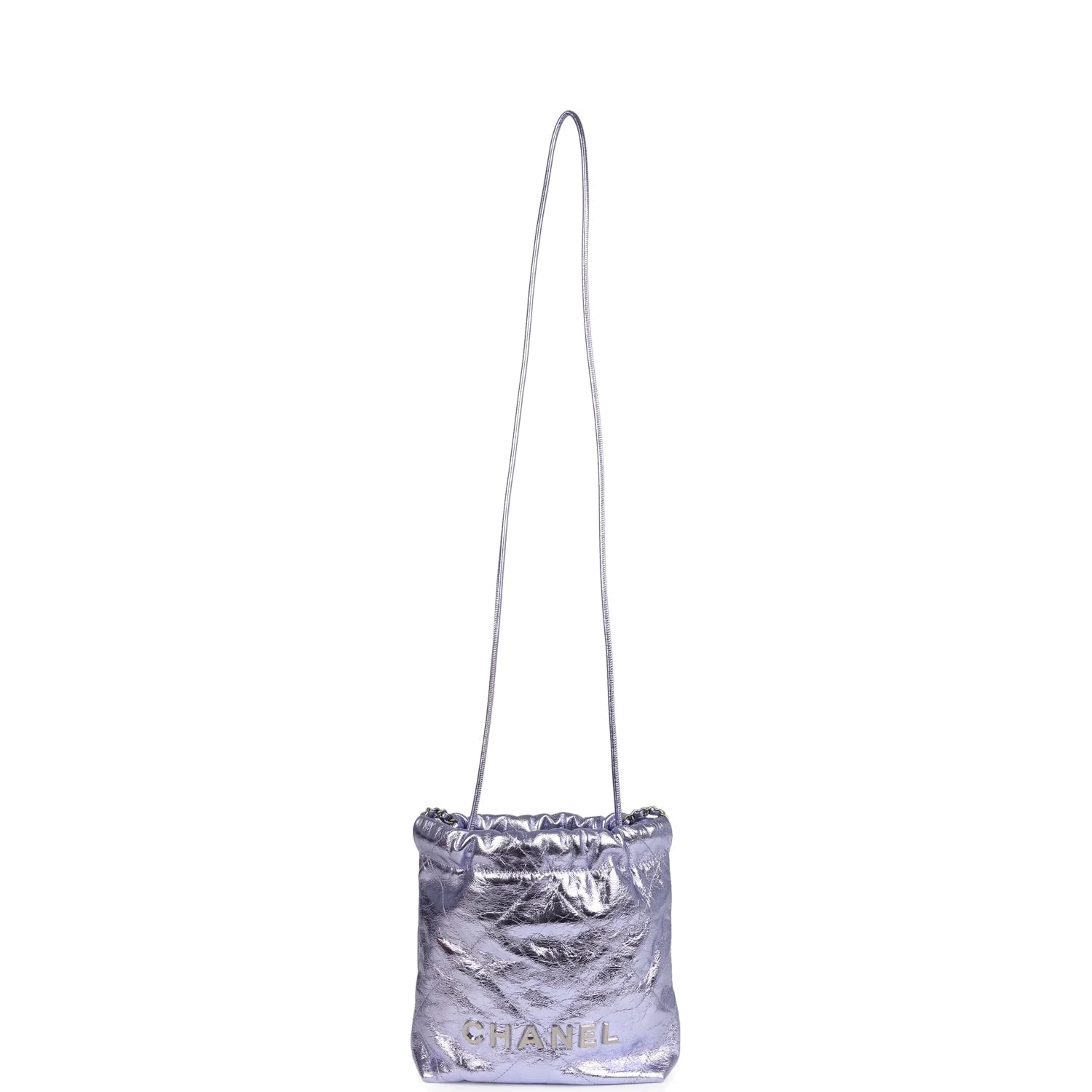 Chanel Mini 22 Bag Purple Metallic Calfskin — фото 8