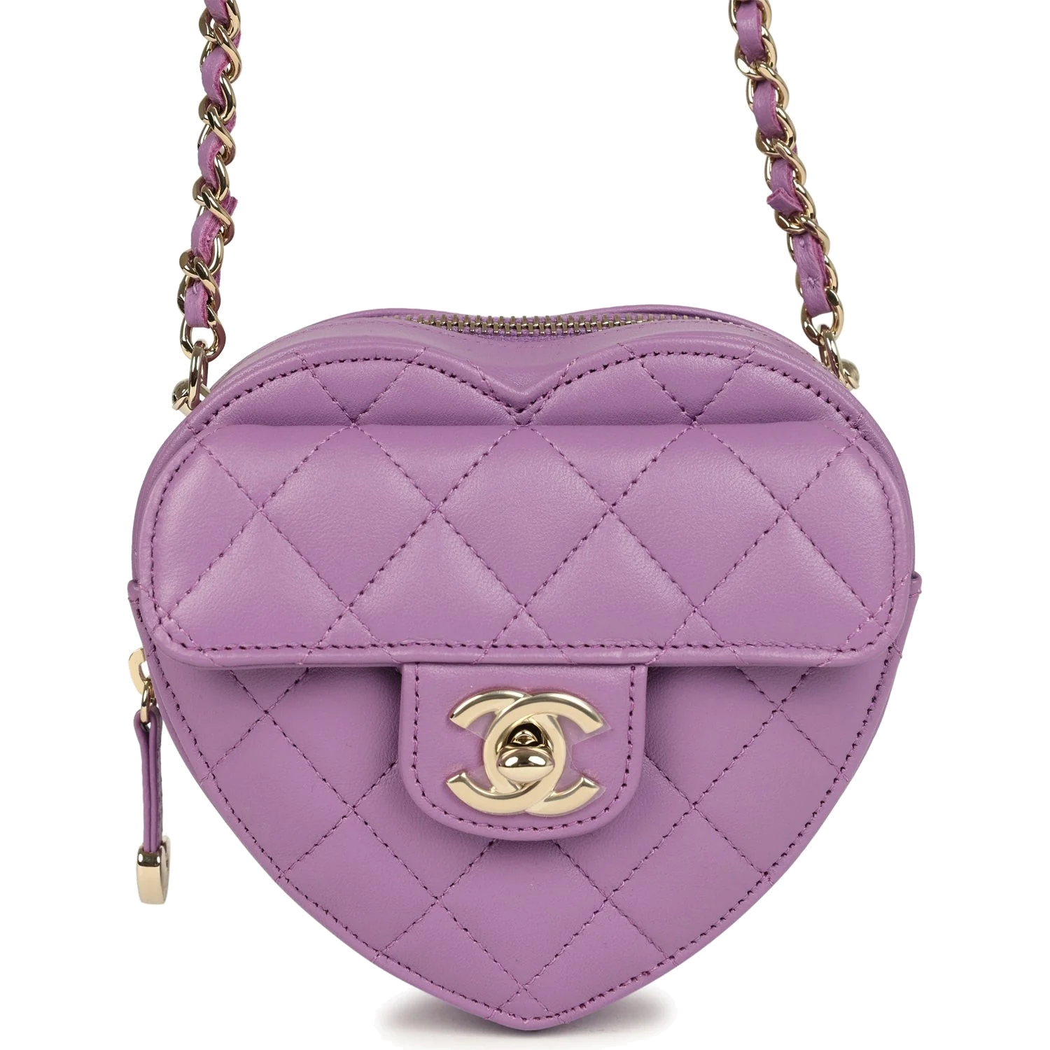 Chanel CC In Love Small Heart Bag with Chain Purple Lambskin — фото 2