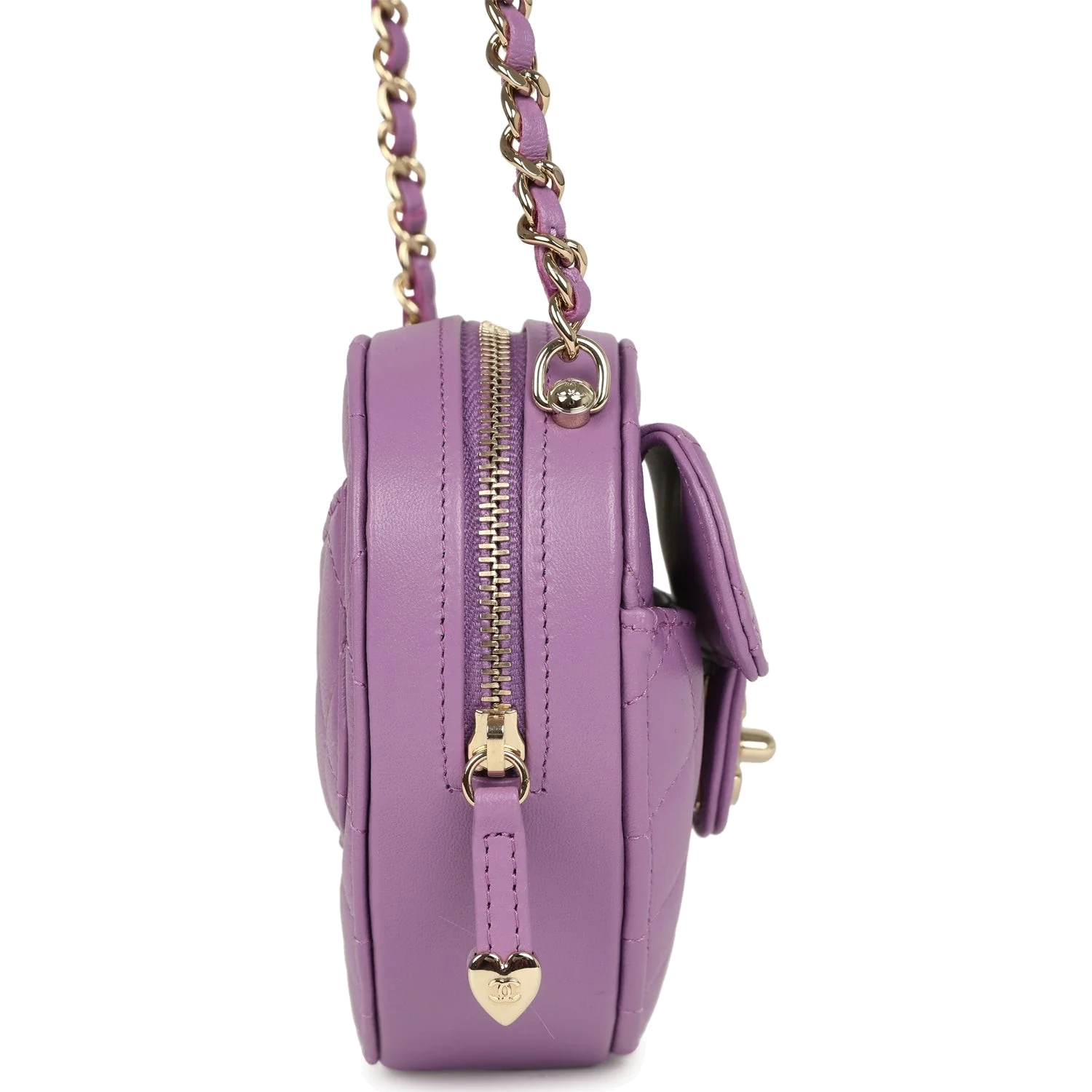 Chanel CC In Love Small Heart Bag with Chain Purple Lambskin — фото 4