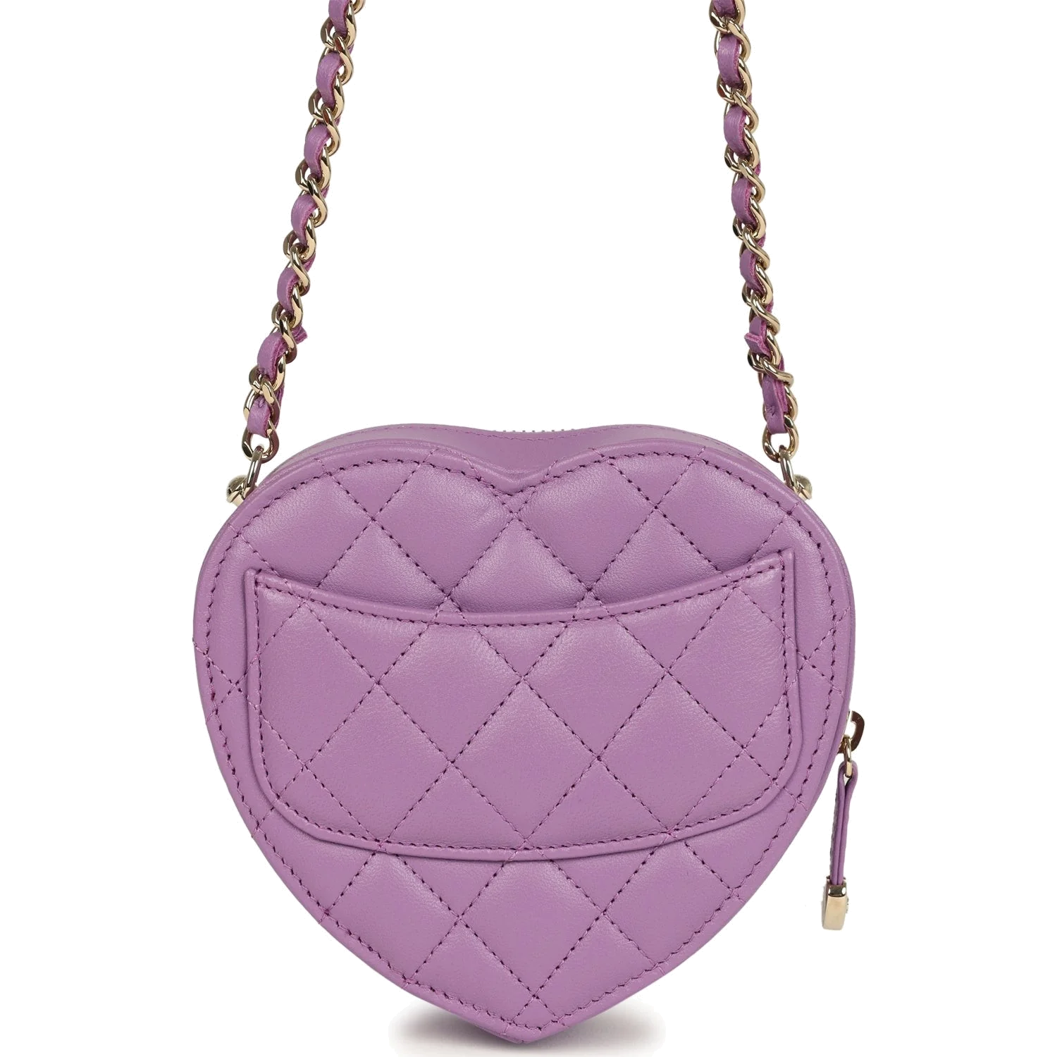 Chanel CC In Love Small Heart Bag with Chain Purple Lambskin — фото 5
