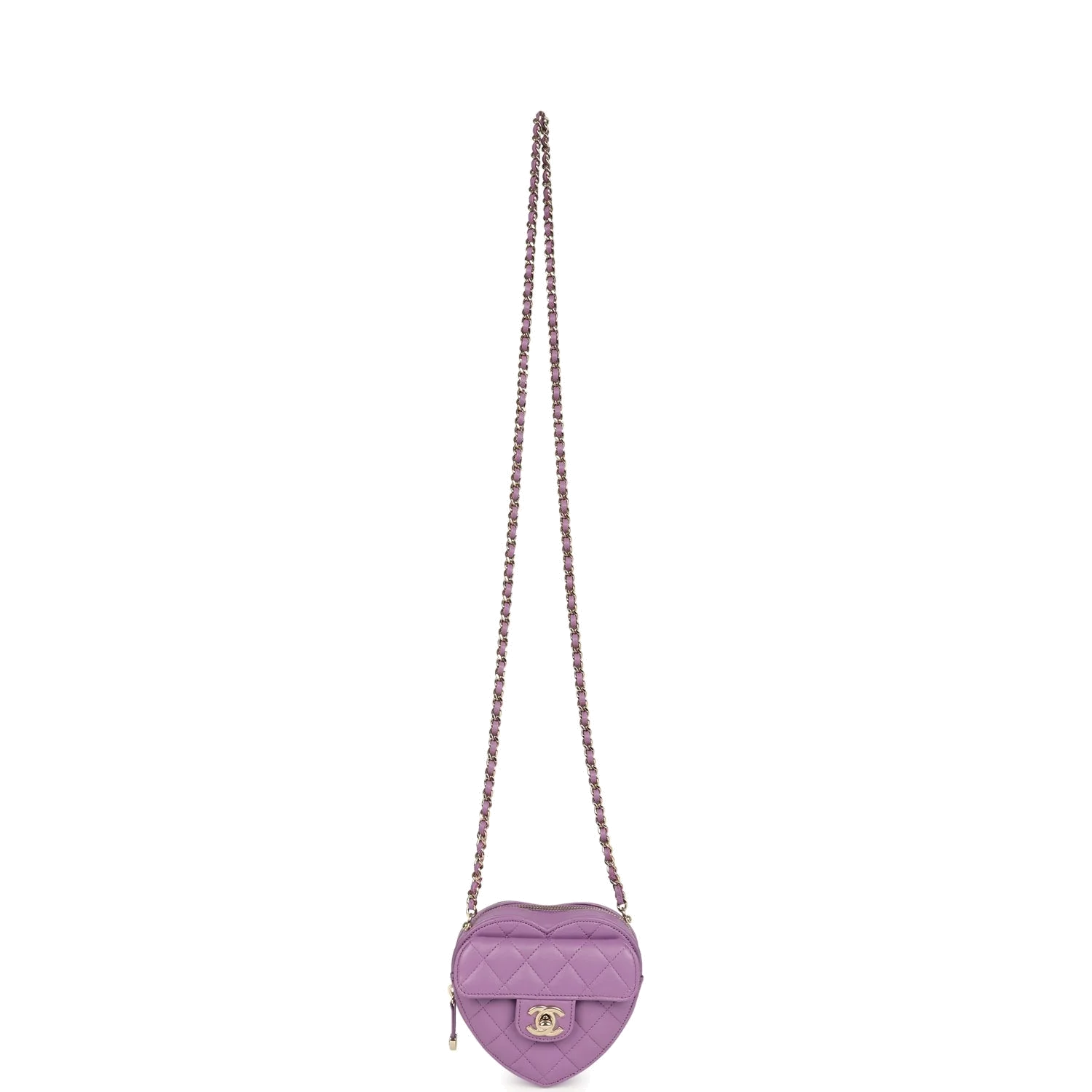Chanel CC In Love Small Heart Bag with Chain Purple Lambskin — фото 7