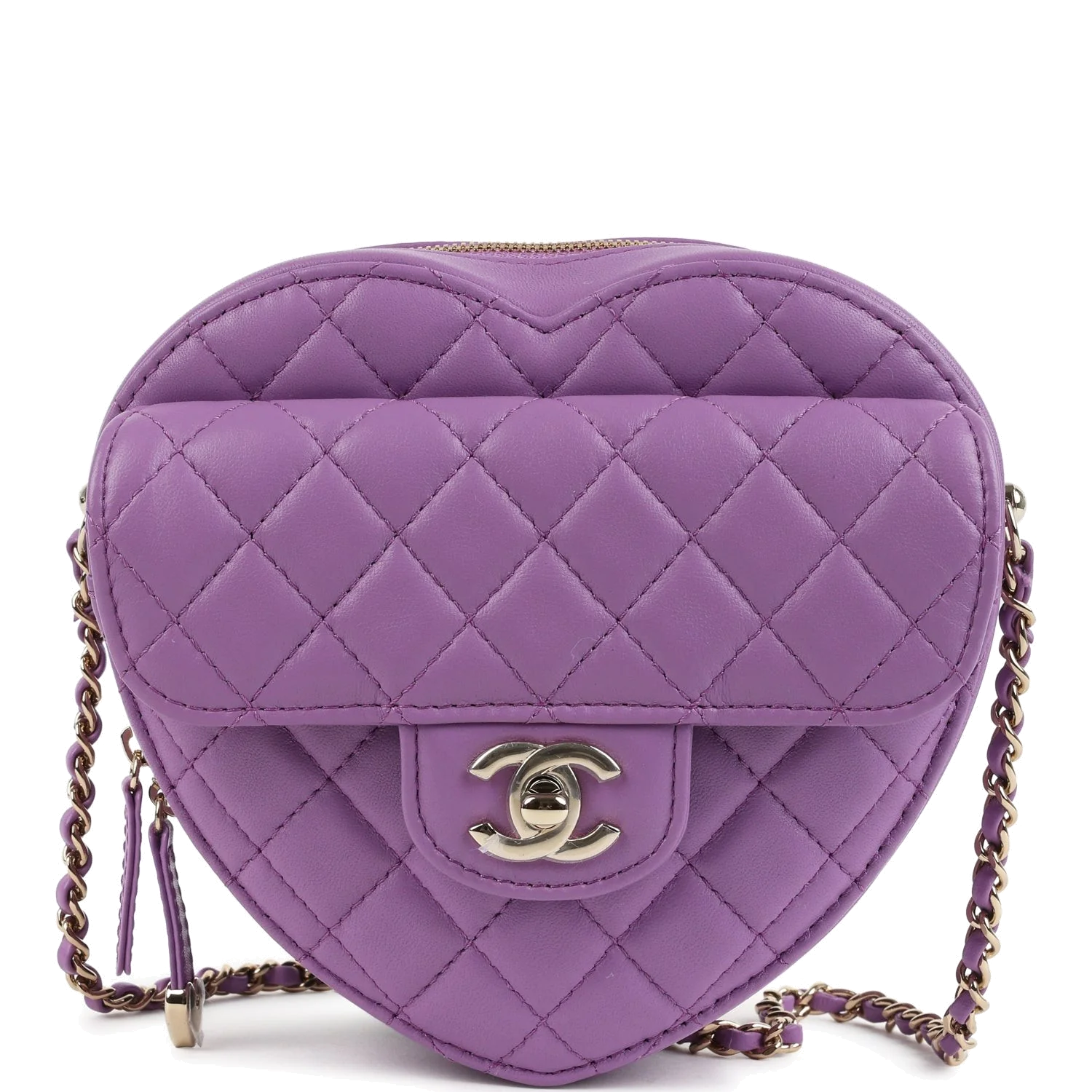 Chanel CC In Love Large Heart Bag with Chain Purple Lambskin — фото 2