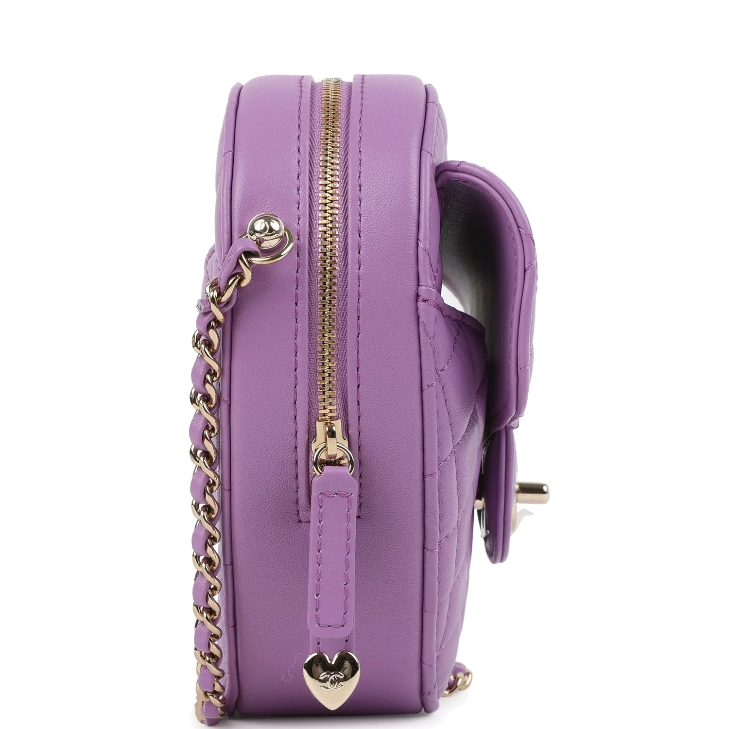 Chanel CC In Love Large Heart Bag with Chain Purple Lambskin — фото 4