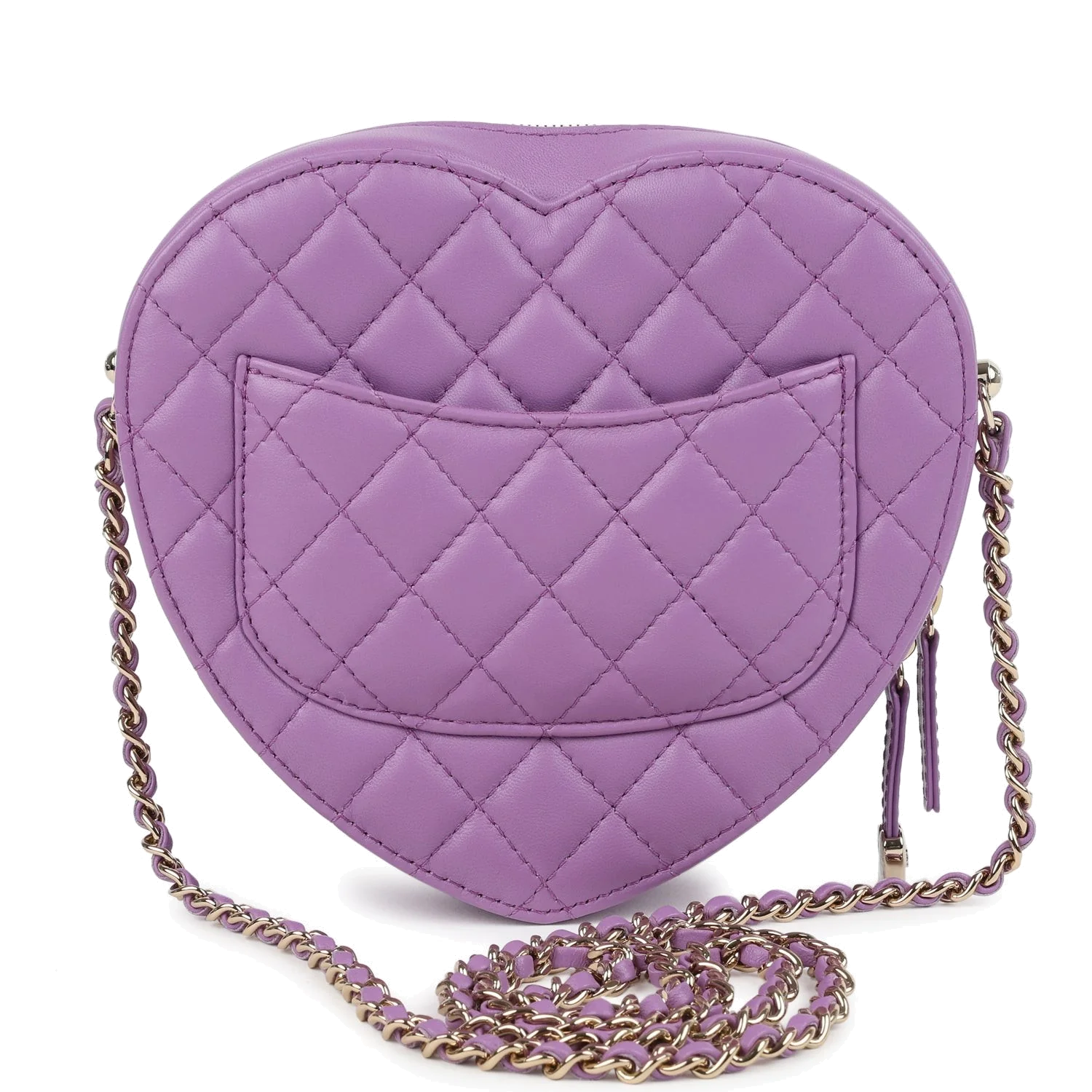 Chanel CC In Love Large Heart Bag with Chain Purple Lambskin — фото 5