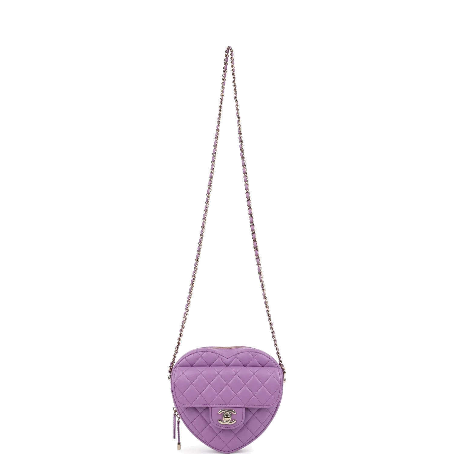 Chanel CC In Love Large Heart Bag with Chain Purple Lambskin — фото 8