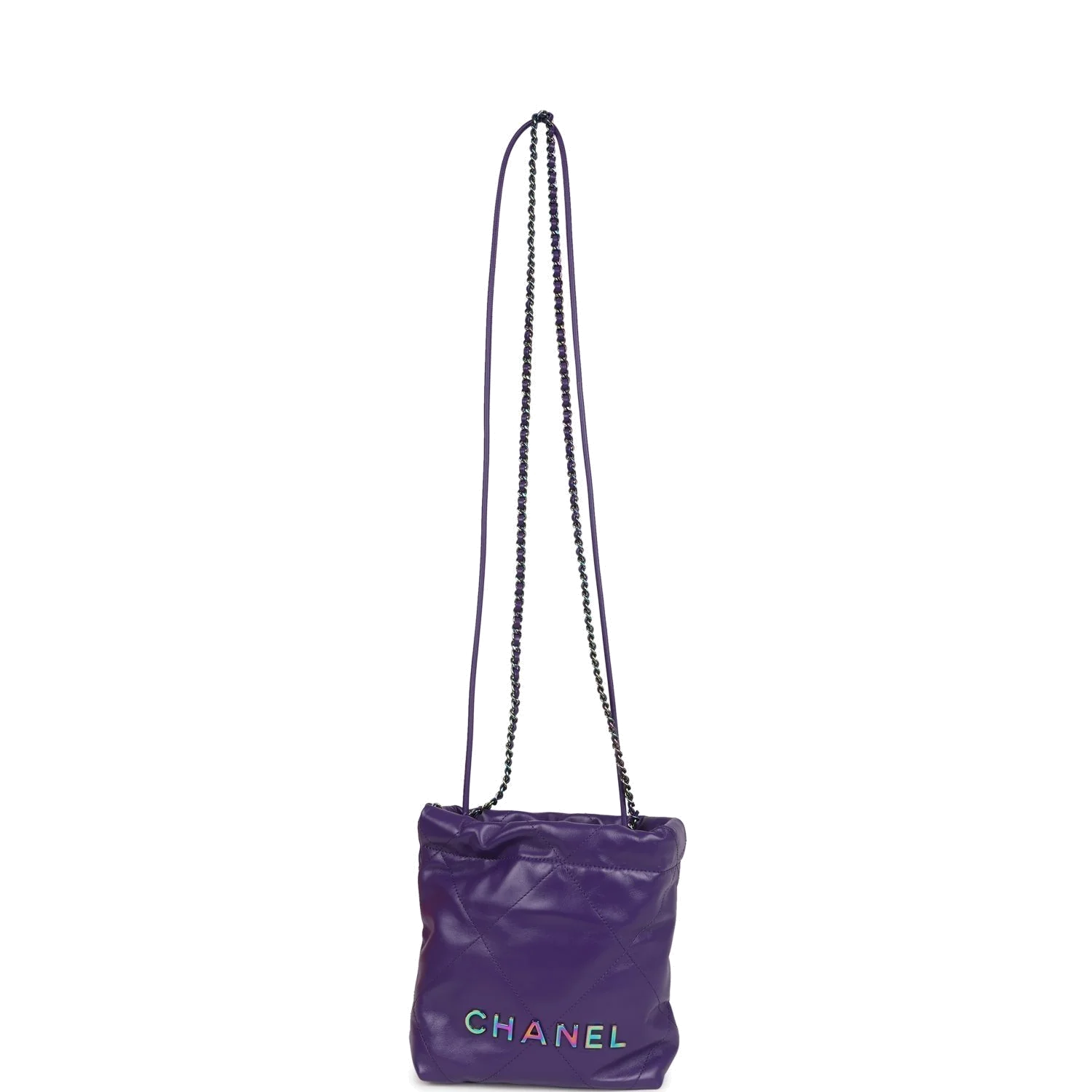 Chanel Mini 22 Bag Dark Purple Lambskin — фото 7