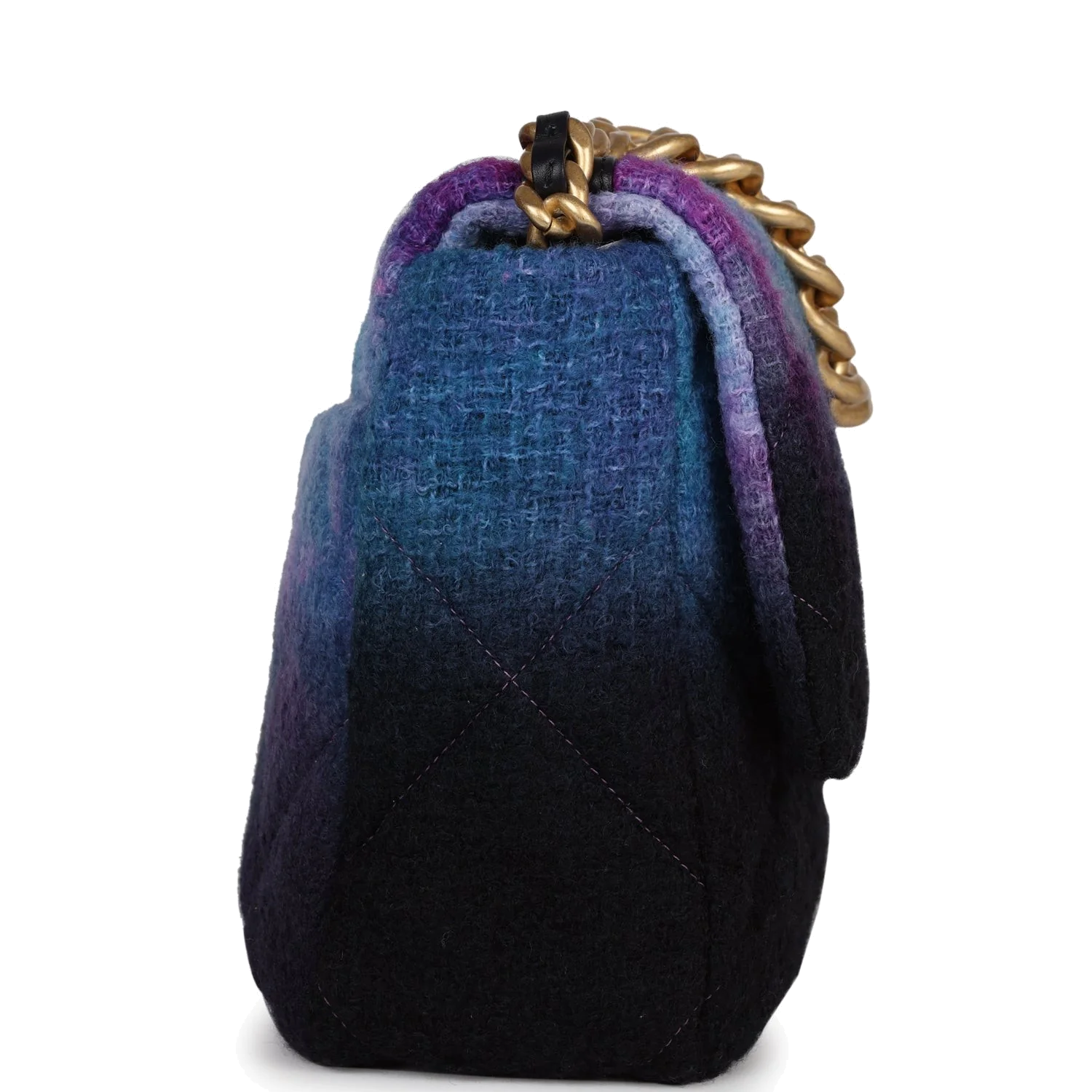 Chanel Large 19 Flap Bag Purple and Blue Wool Tweed — фото 4
