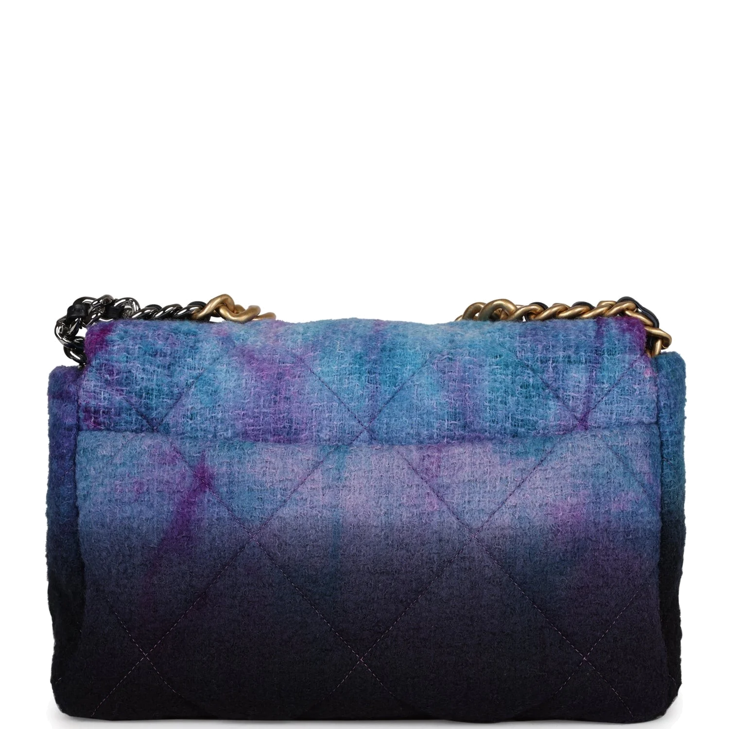 Chanel Large 19 Flap Bag Purple and Blue Wool Tweed — фото 5