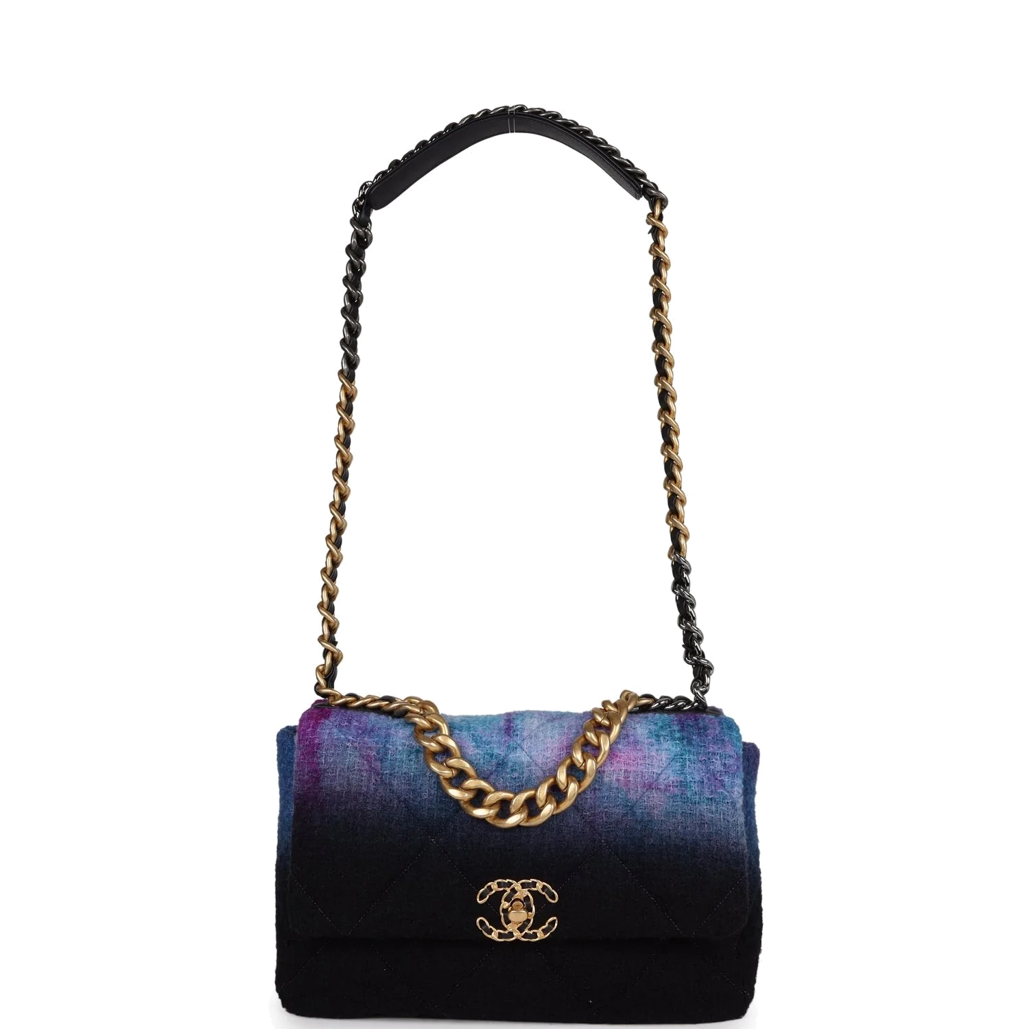 Chanel Large 19 Flap Bag Purple and Blue Wool Tweed — фото 8