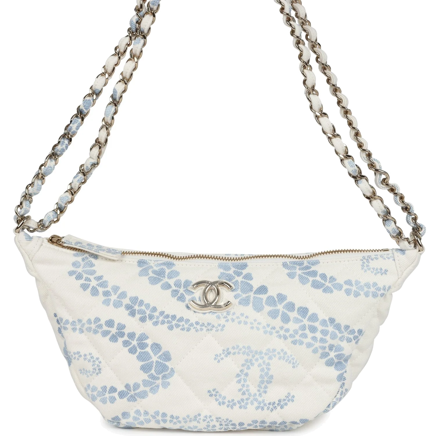 Chanel Large Coco Beach Hobo Bag in White and Blue Denim — фото 2