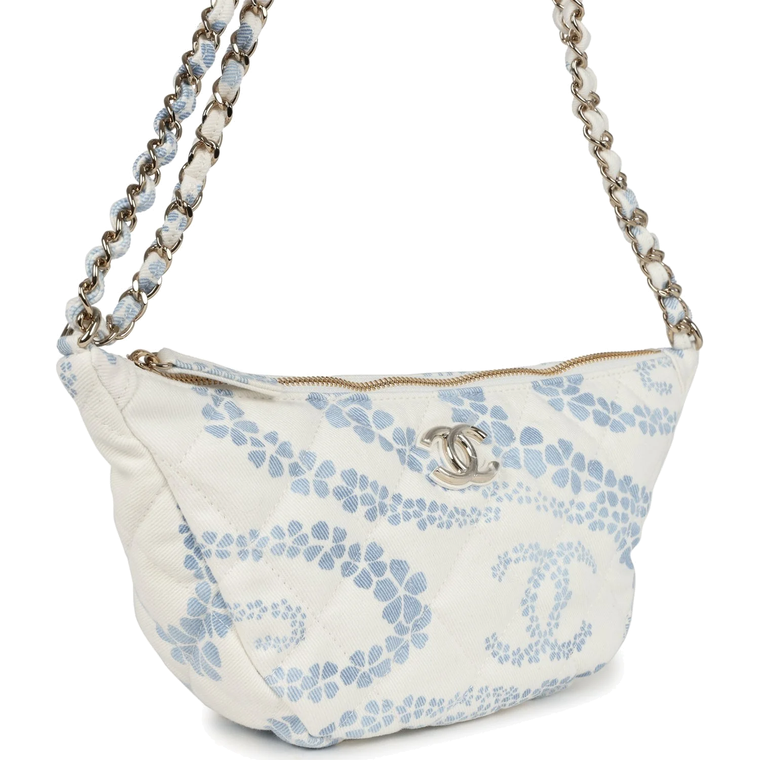 Chanel Large Coco Beach Hobo Bag in White and Blue Denim — фото 3