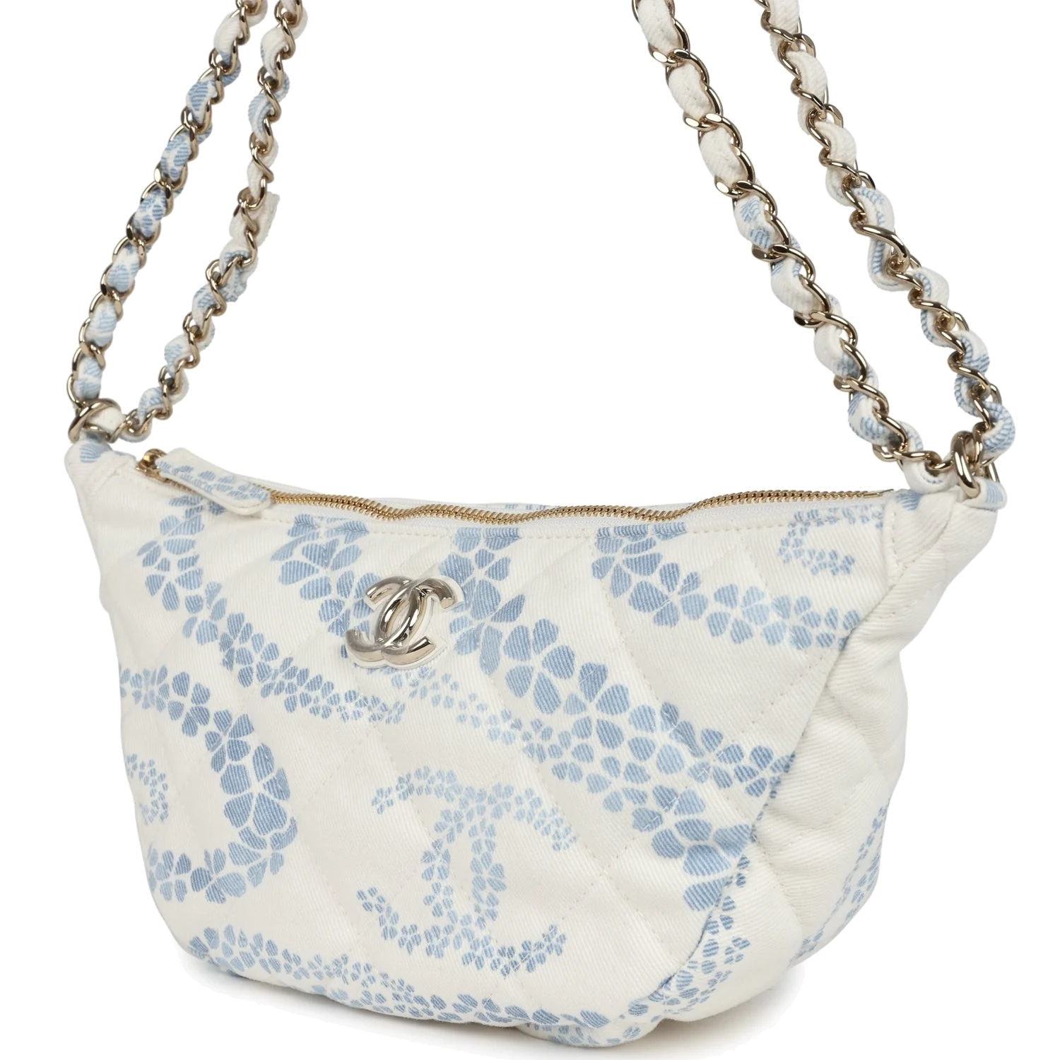 Chanel Large Coco Beach Hobo Bag in White and Blue Denim — фото 6