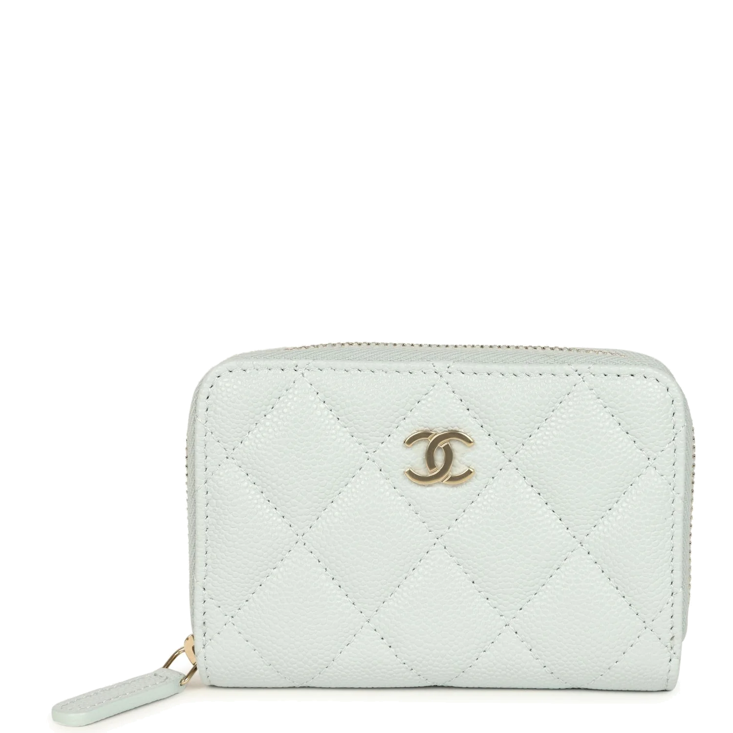 Chanel Classic Zipped Coin Purse Wallet Light Blue Caviar — фото 2