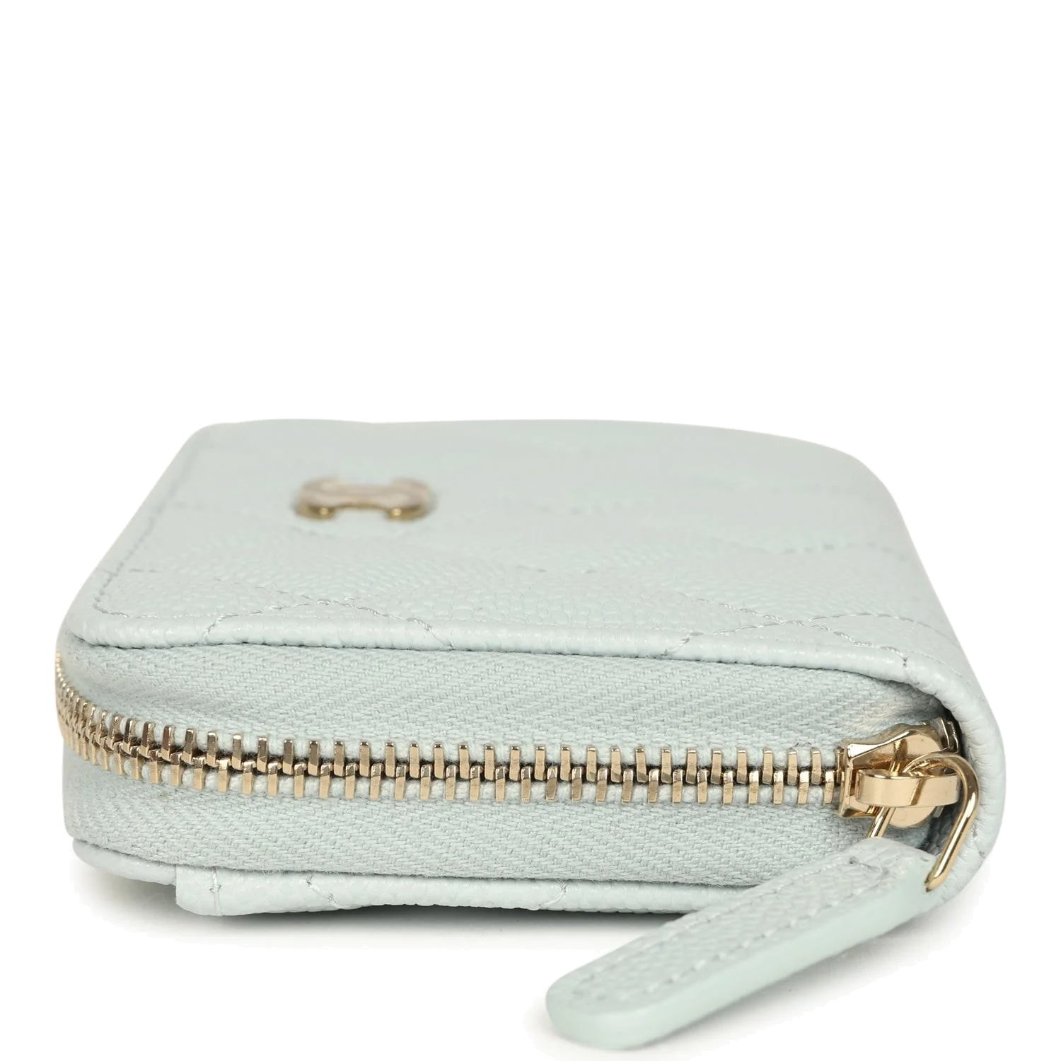 Chanel Classic Zipped Coin Purse Wallet Light Blue Caviar — фото 4