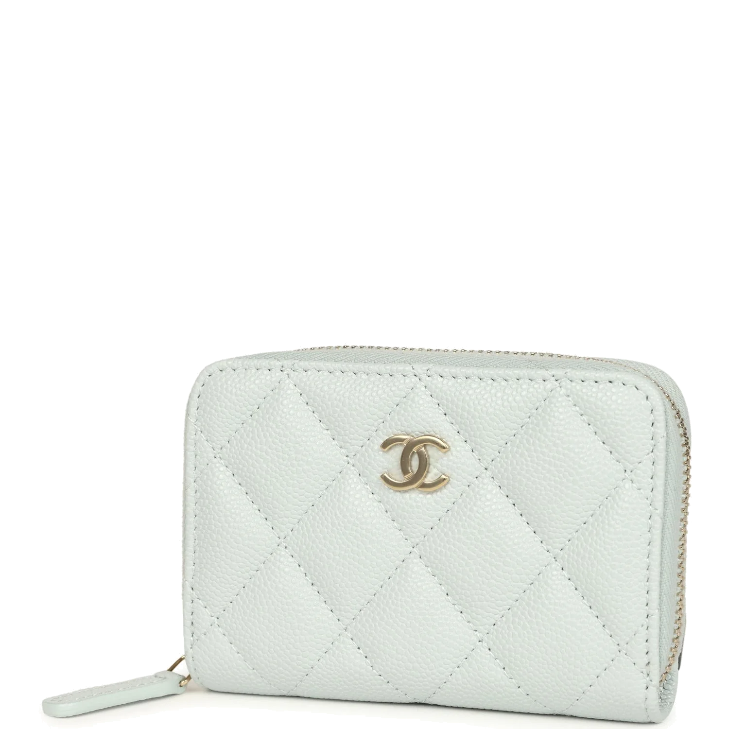 Chanel Classic Zipped Coin Purse Wallet Light Blue Caviar — фото 6