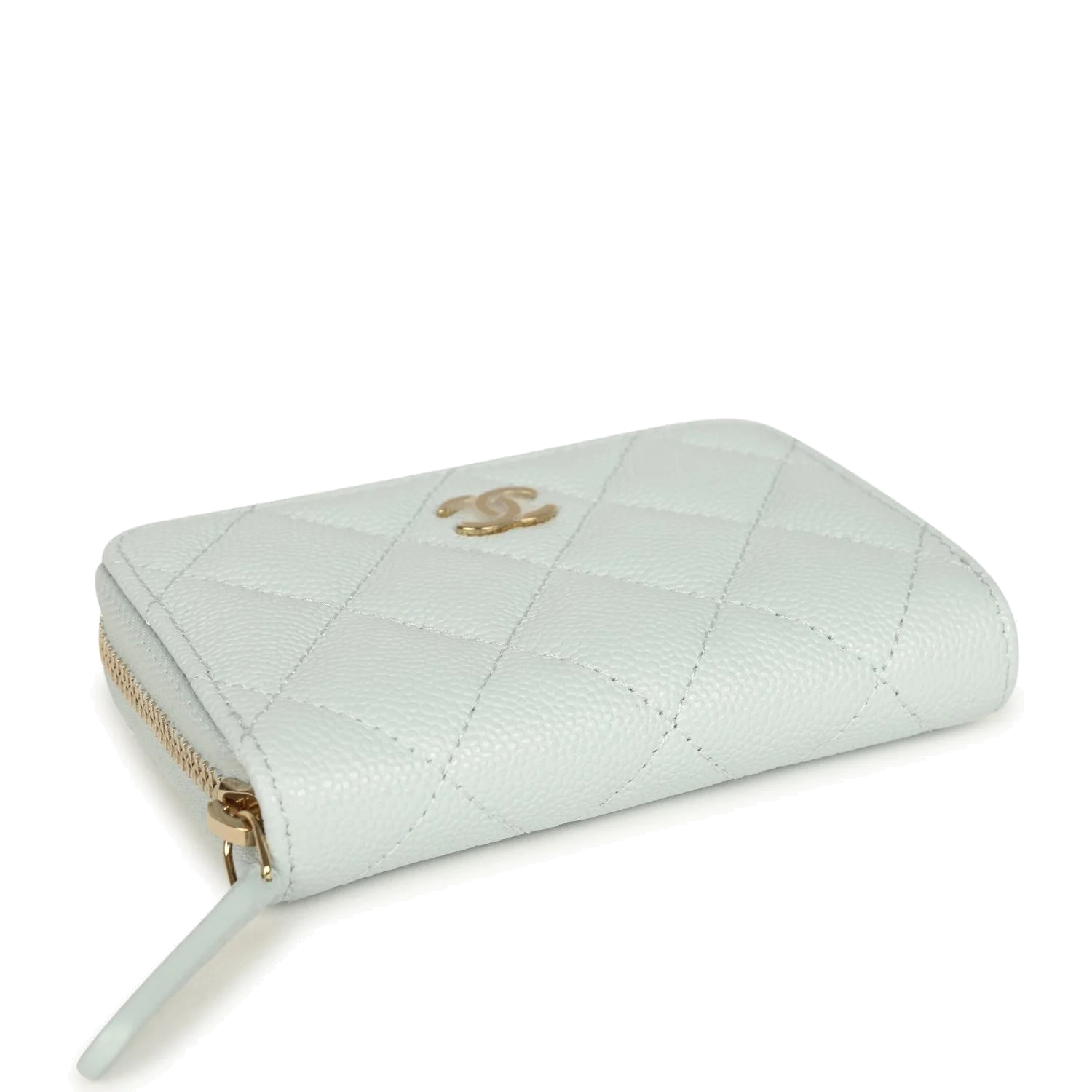 Chanel Classic Zipped Coin Purse Wallet Light Blue Caviar — фото 7