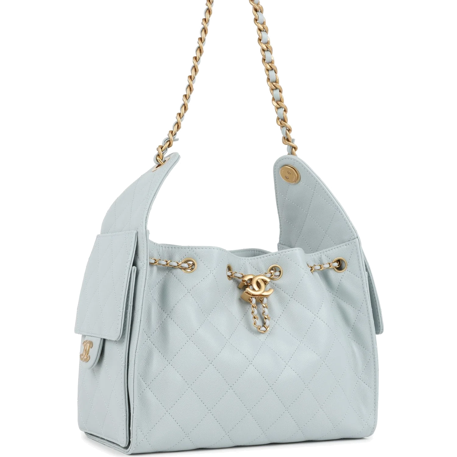 Chanel Small 25 Hobo Bag Light Blue Caviar — фото 3
