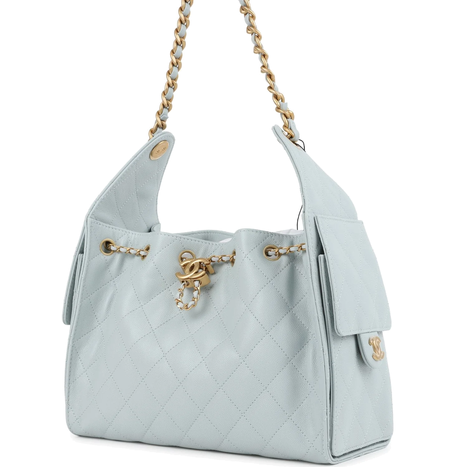 Chanel Small 25 Hobo Bag Light Blue Caviar — фото 6