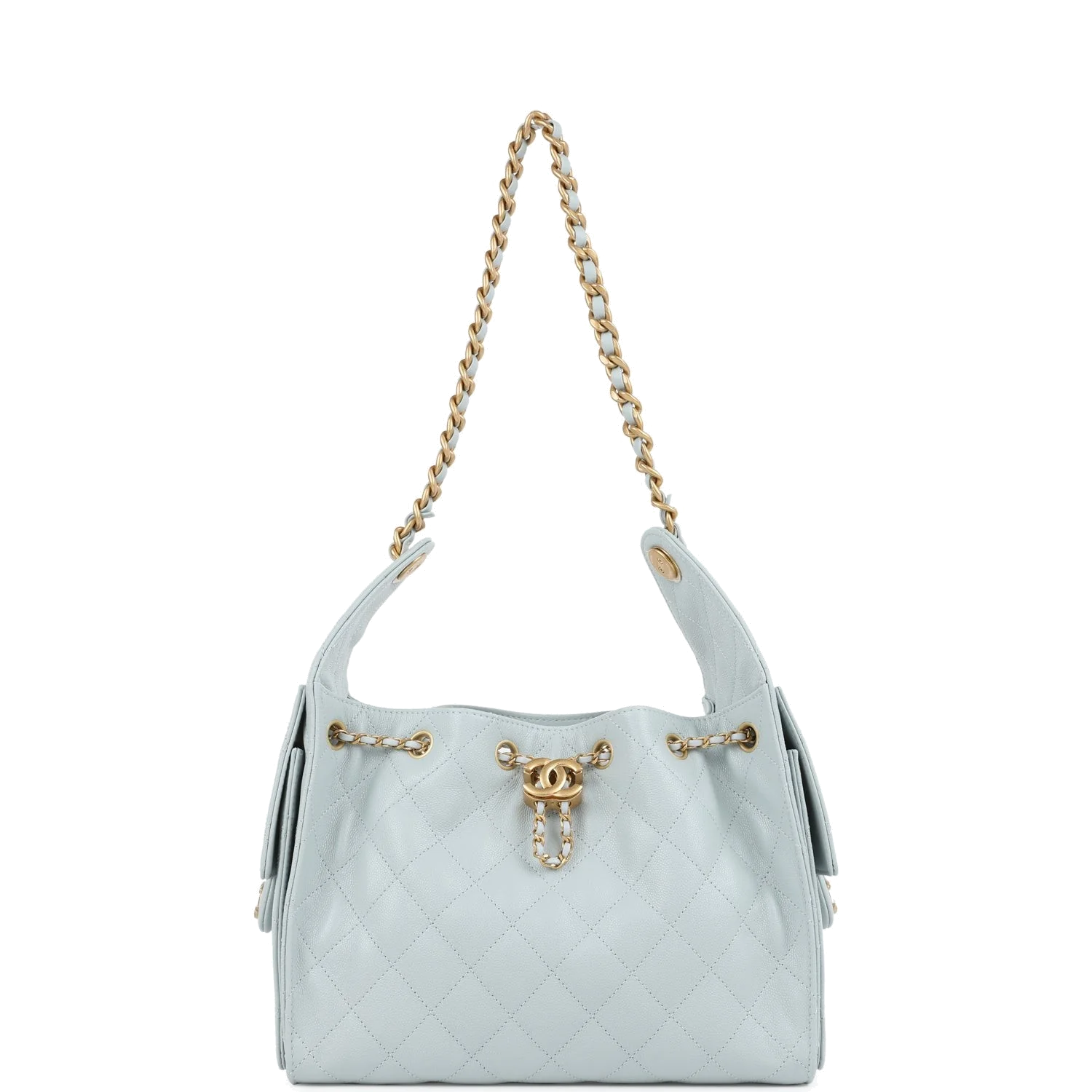 Chanel Small 25 Hobo Bag Light Blue Caviar — фото 8