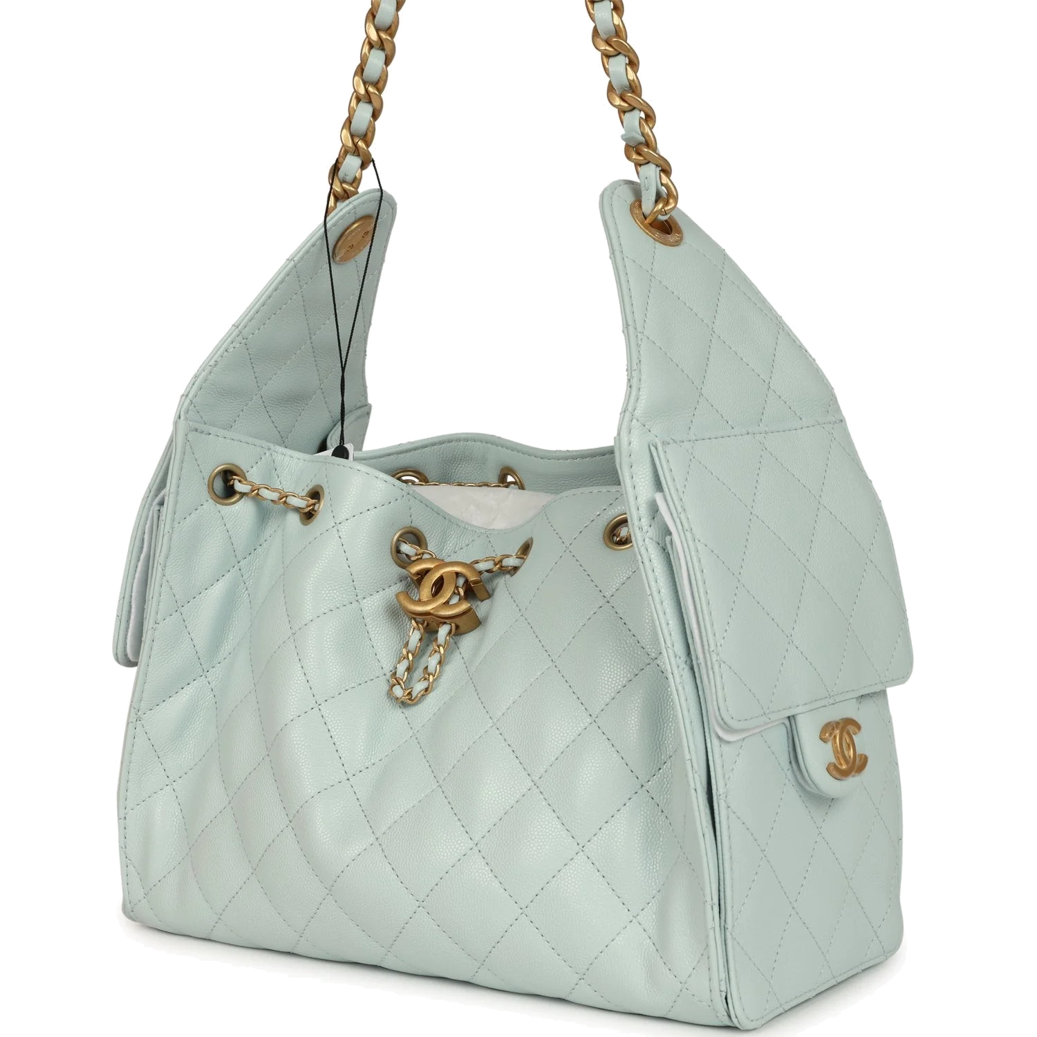 Chanel Small 25 Hobo Bag Light Blue Caviar — фото 4