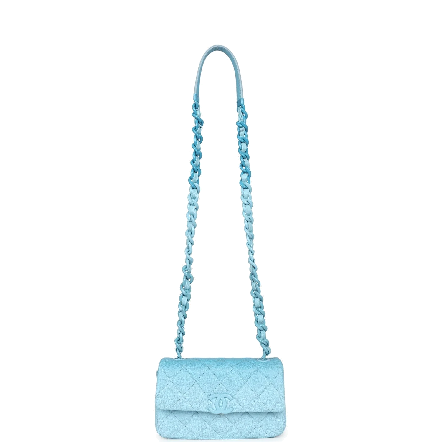 Chanel Small Flap Bag Blue Ombre Caviar — фото 8