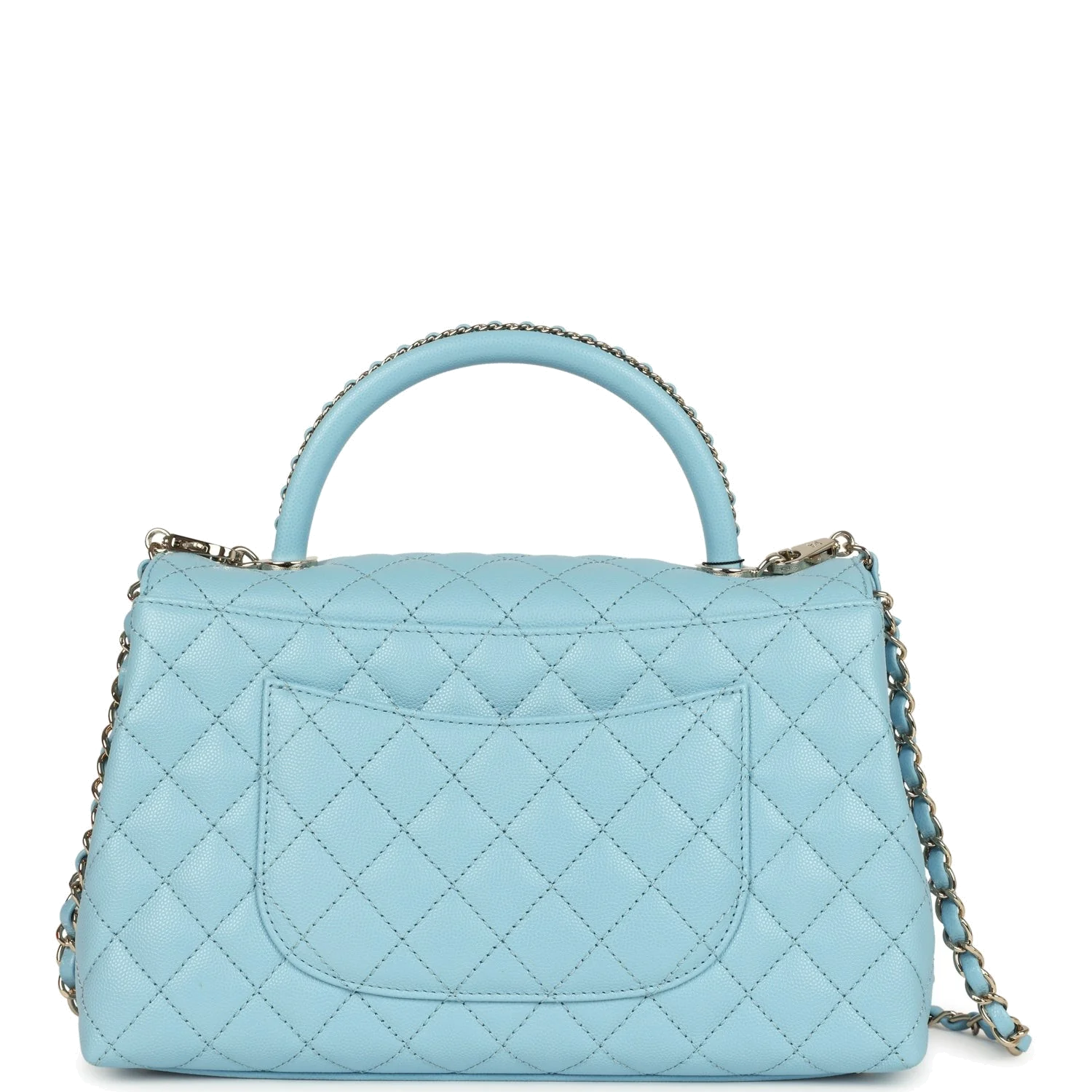 Chanel Small Coco Top Handle Flap Bag Light Blue Shiny Caviar — фото 5