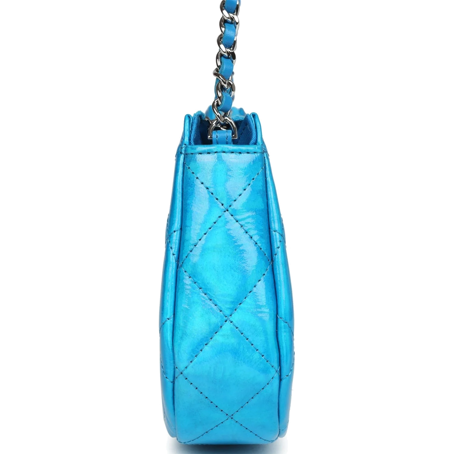 Chanel Mini Hobo Bag Blue Metallic Goatskin — фото 4