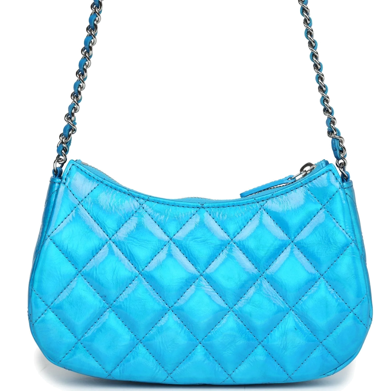 Chanel Mini Hobo Bag Blue Metallic Goatskin — фото 5
