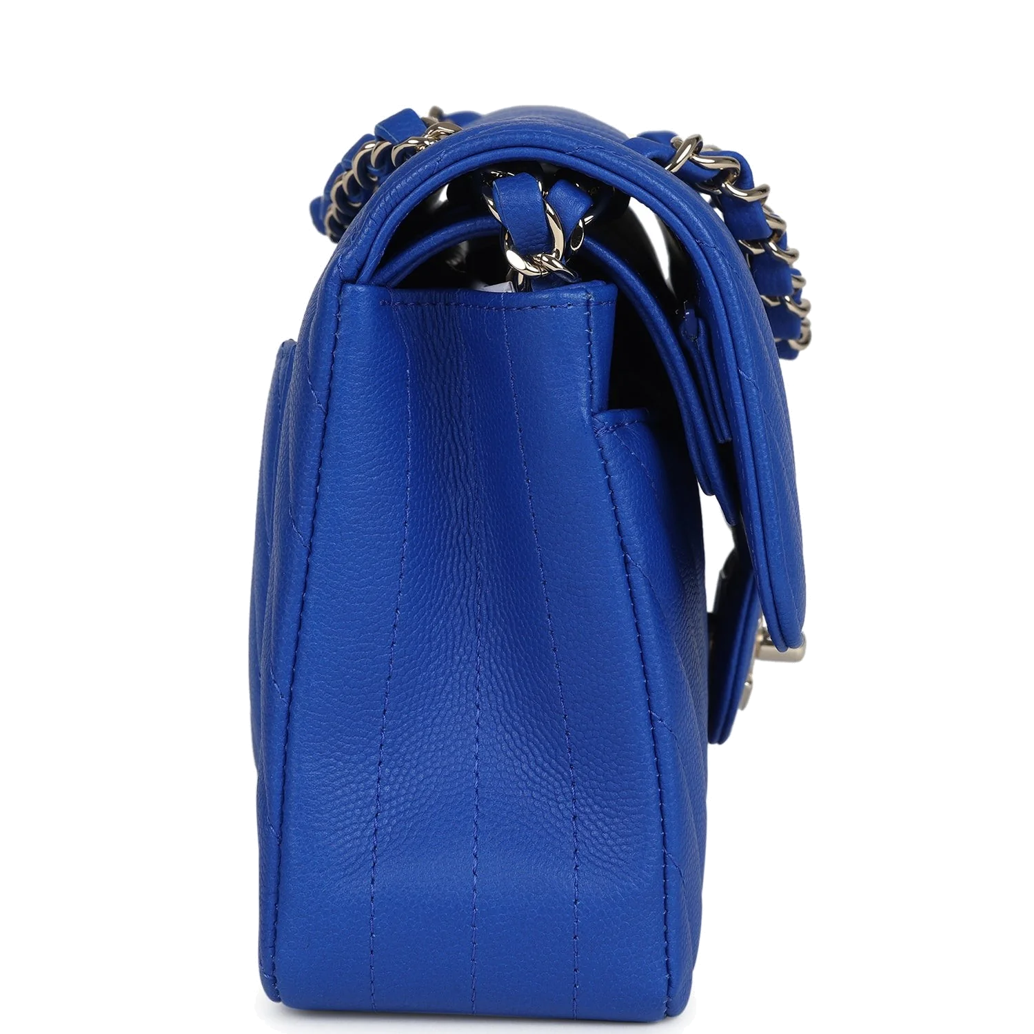 Chanel Small Classic Double Flap Blue Chevron Caviar — фото 4