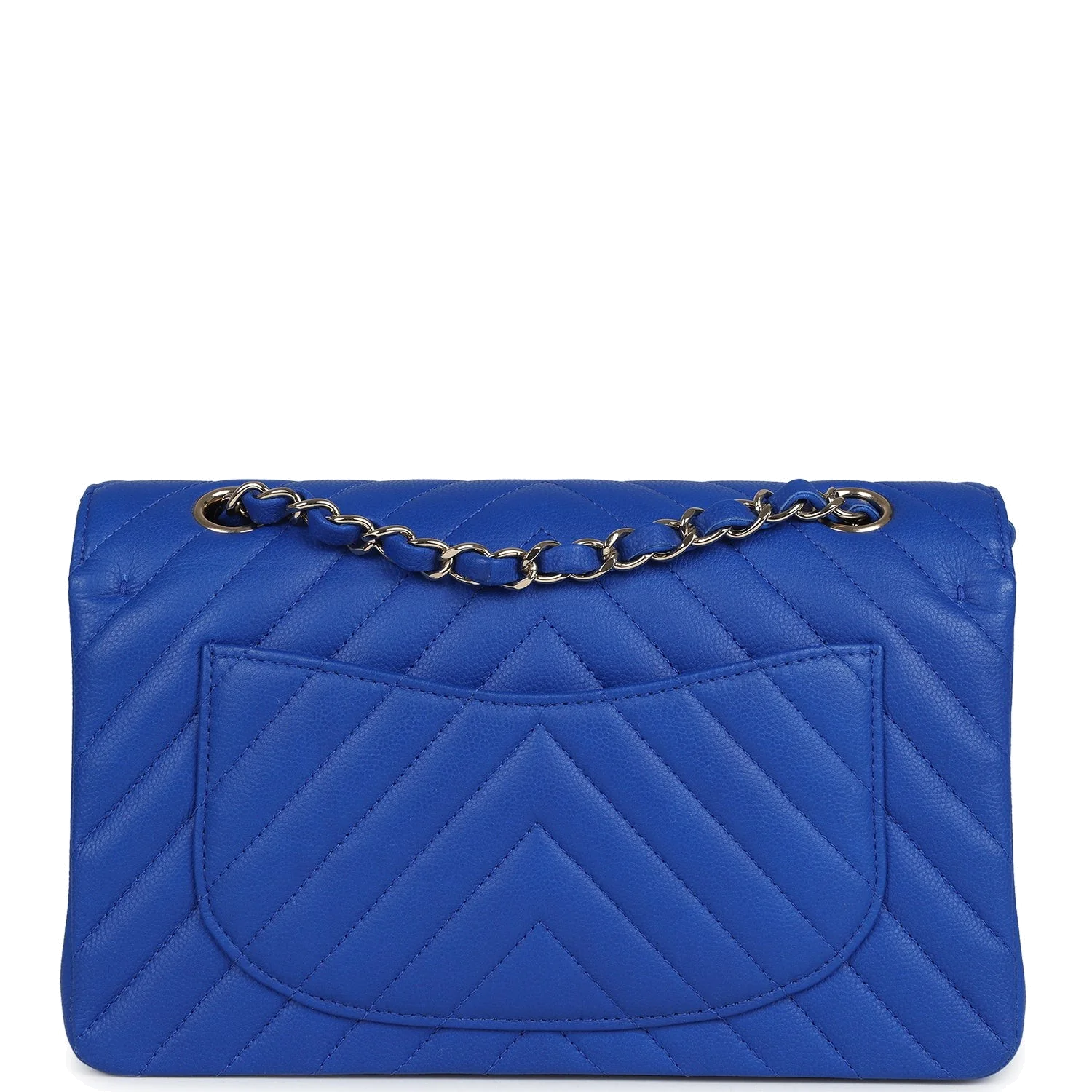 Chanel Small Classic Double Flap Blue Chevron Caviar — фото 5