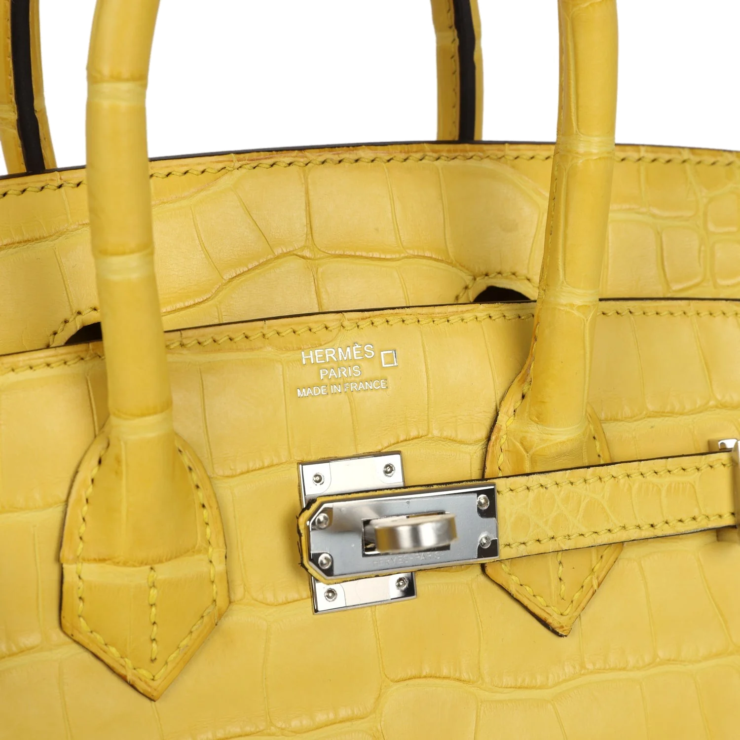 Hermes Birkin 25 Mimosa Matte Alligator Palladium Hardware Мимоза матовый — фото 8