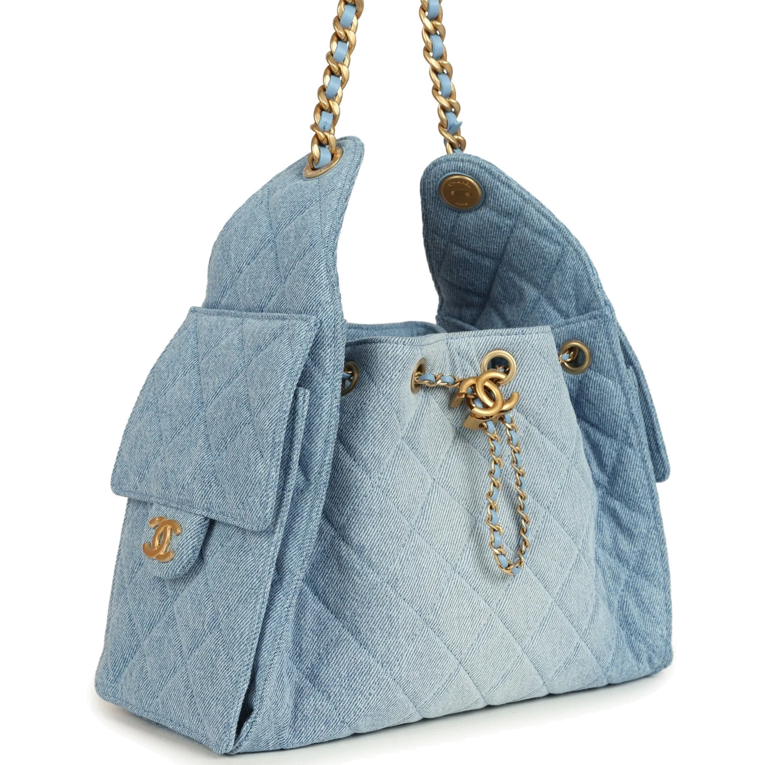 Chanel Small 25 Hobo Bag Light Blue Washed Denim — фото 3