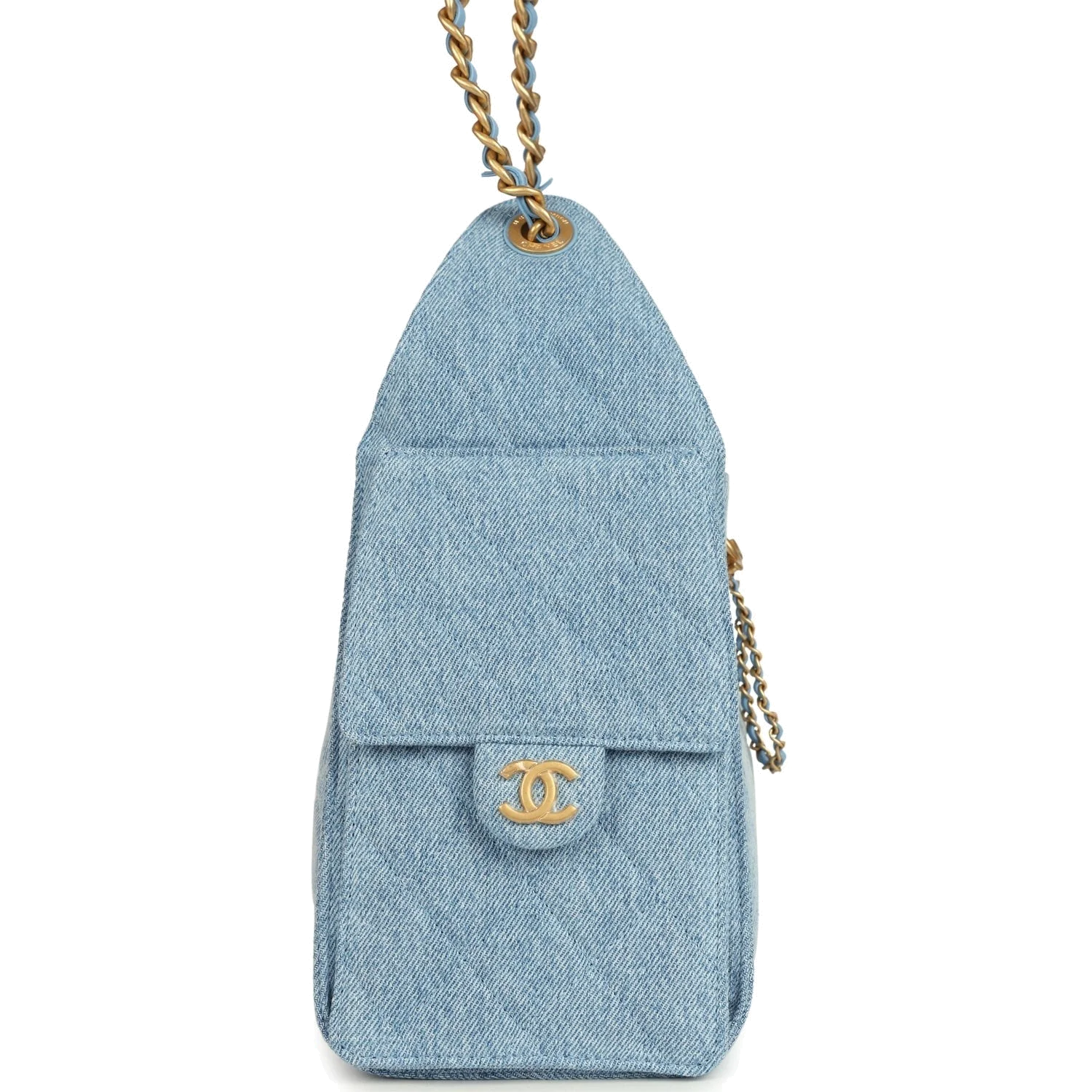 Chanel Small 25 Hobo Bag Light Blue Washed Denim — фото 4