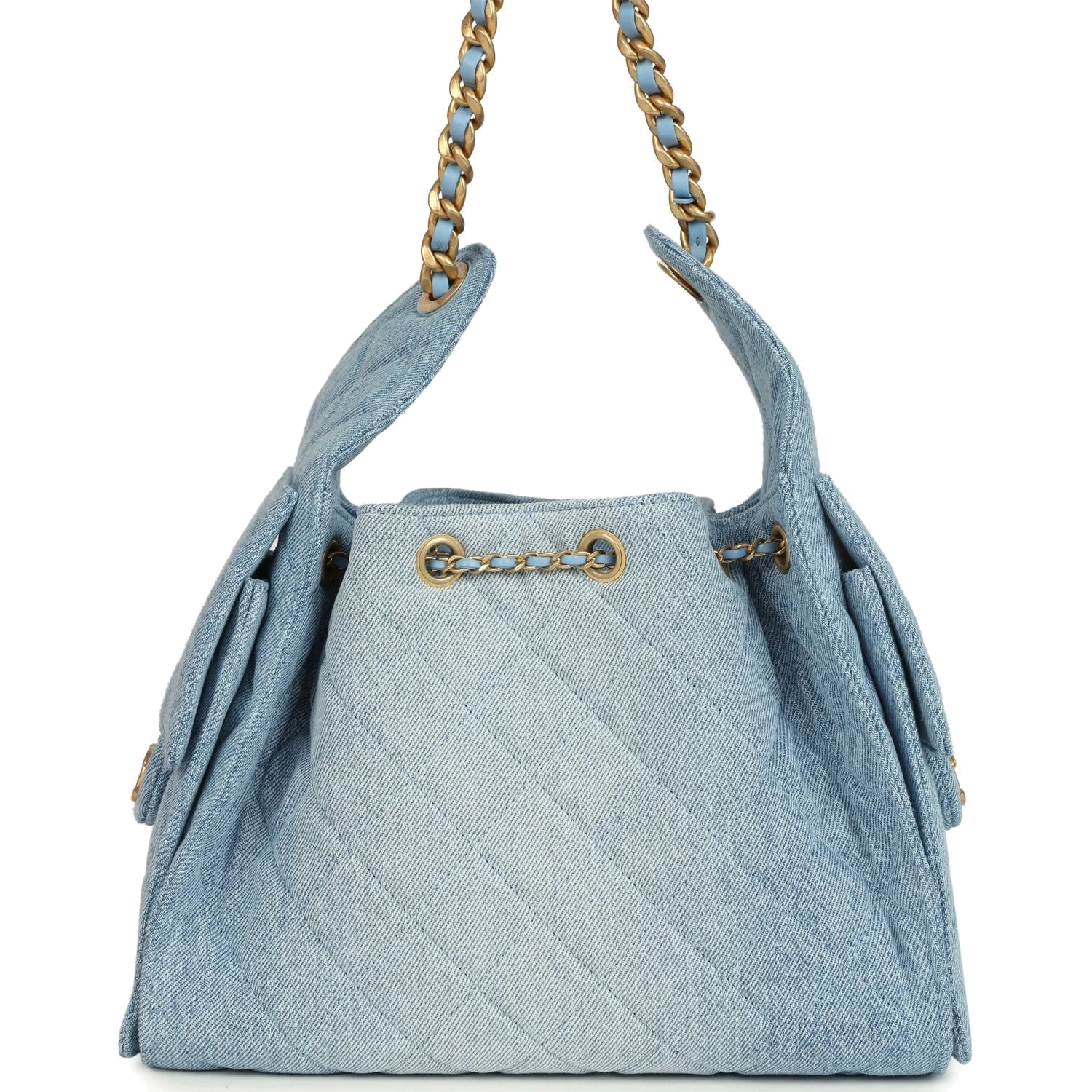 Chanel Small 25 Hobo Bag Light Blue Washed Denim — фото 5