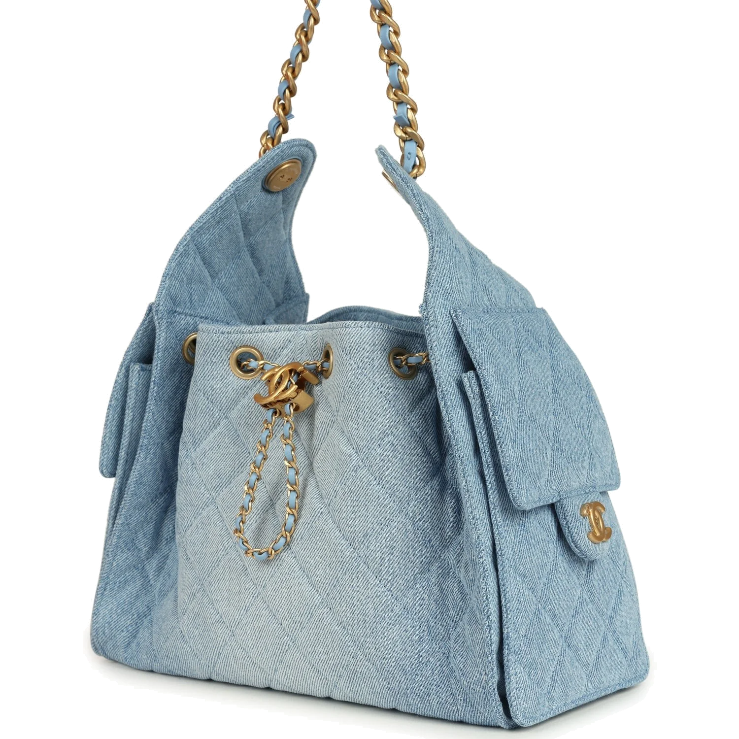 Chanel Small 25 Hobo Bag Light Blue Washed Denim — фото 6
