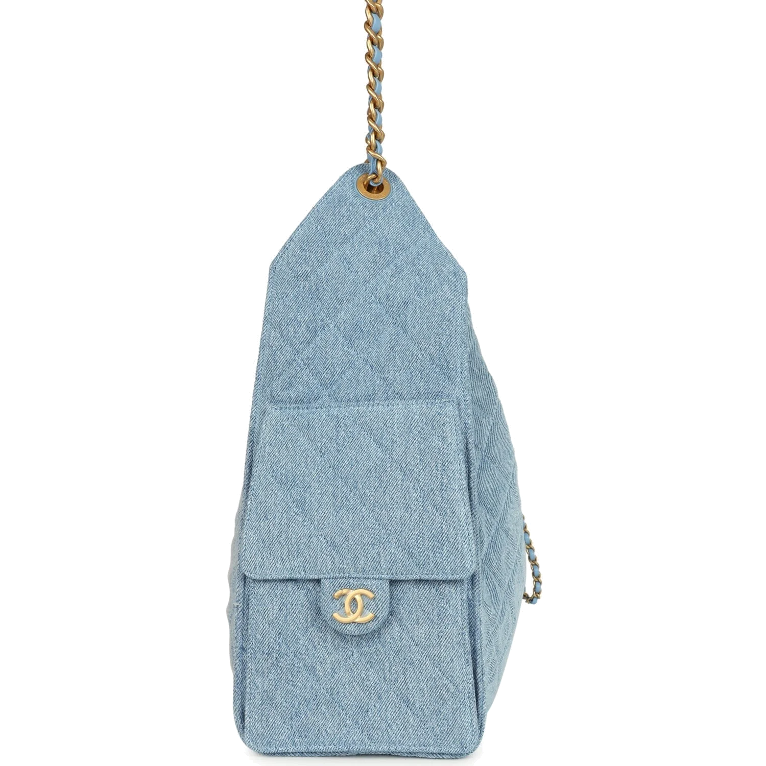 Chanel Medium 25 Hobo Bag Light Blue Washed Denim — фото 4