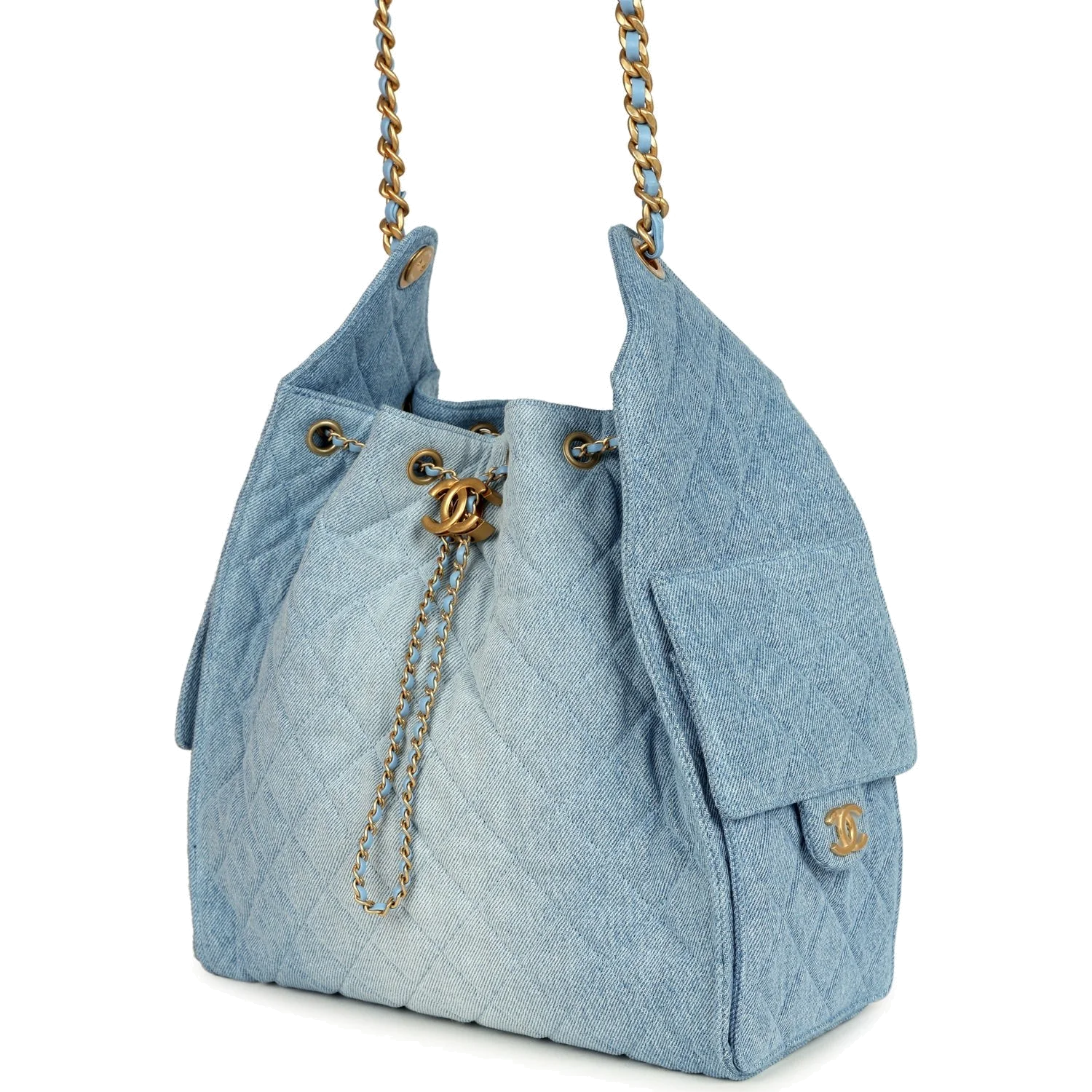 Chanel Medium 25 Hobo Bag Light Blue Washed Denim — фото 6
