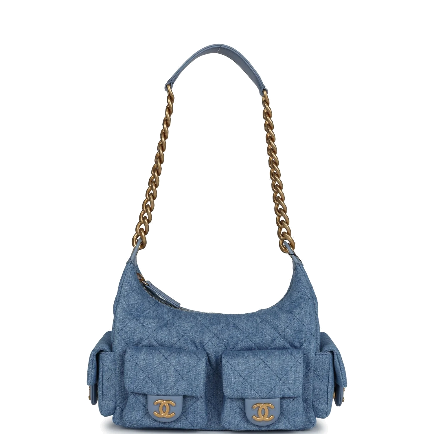 Chanel Large Cargo Hobo Bag Light Blue Washed Denim — фото 8