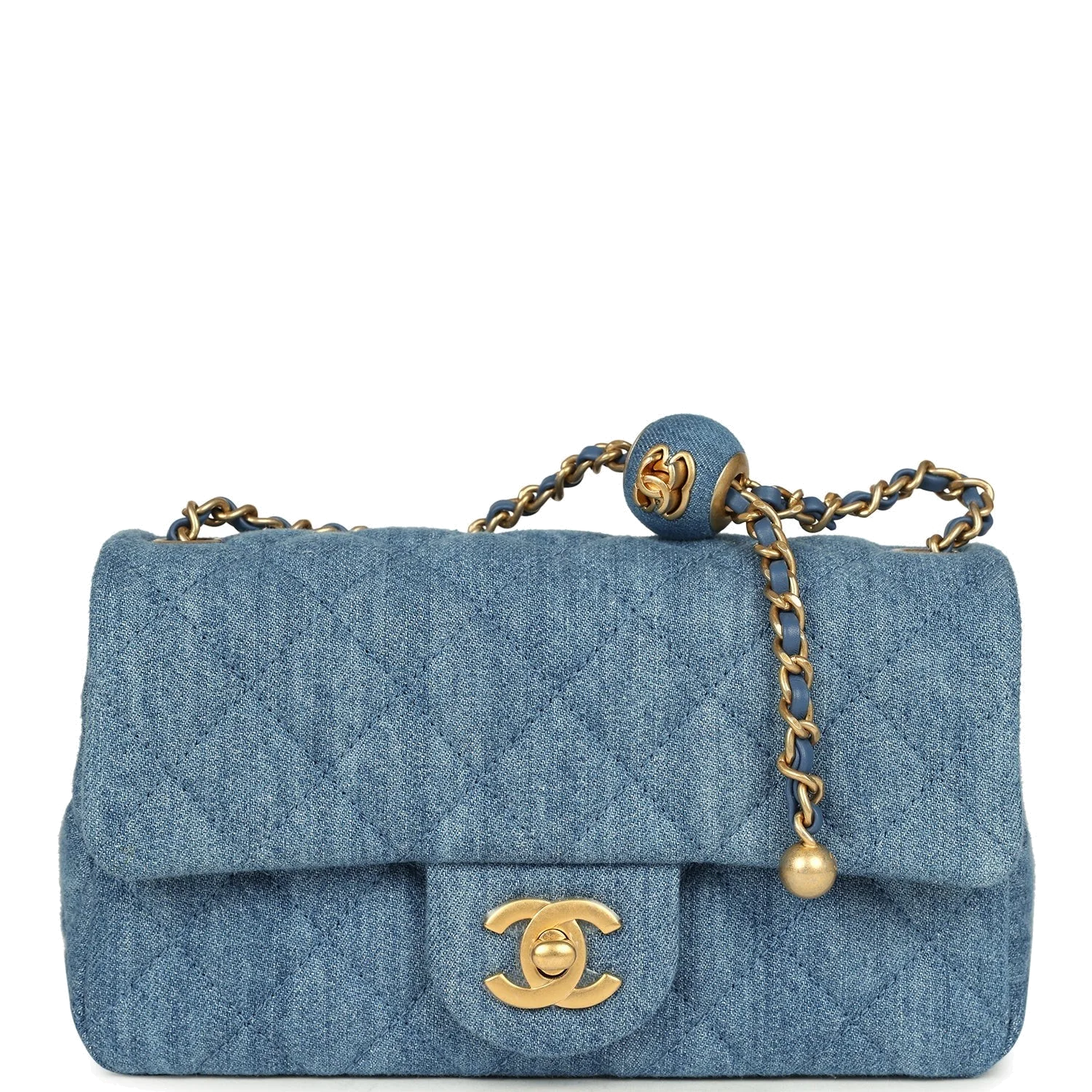 Chanel Mini Pearl Crush Rectangular Flap Bag Blue Denim — фото 2