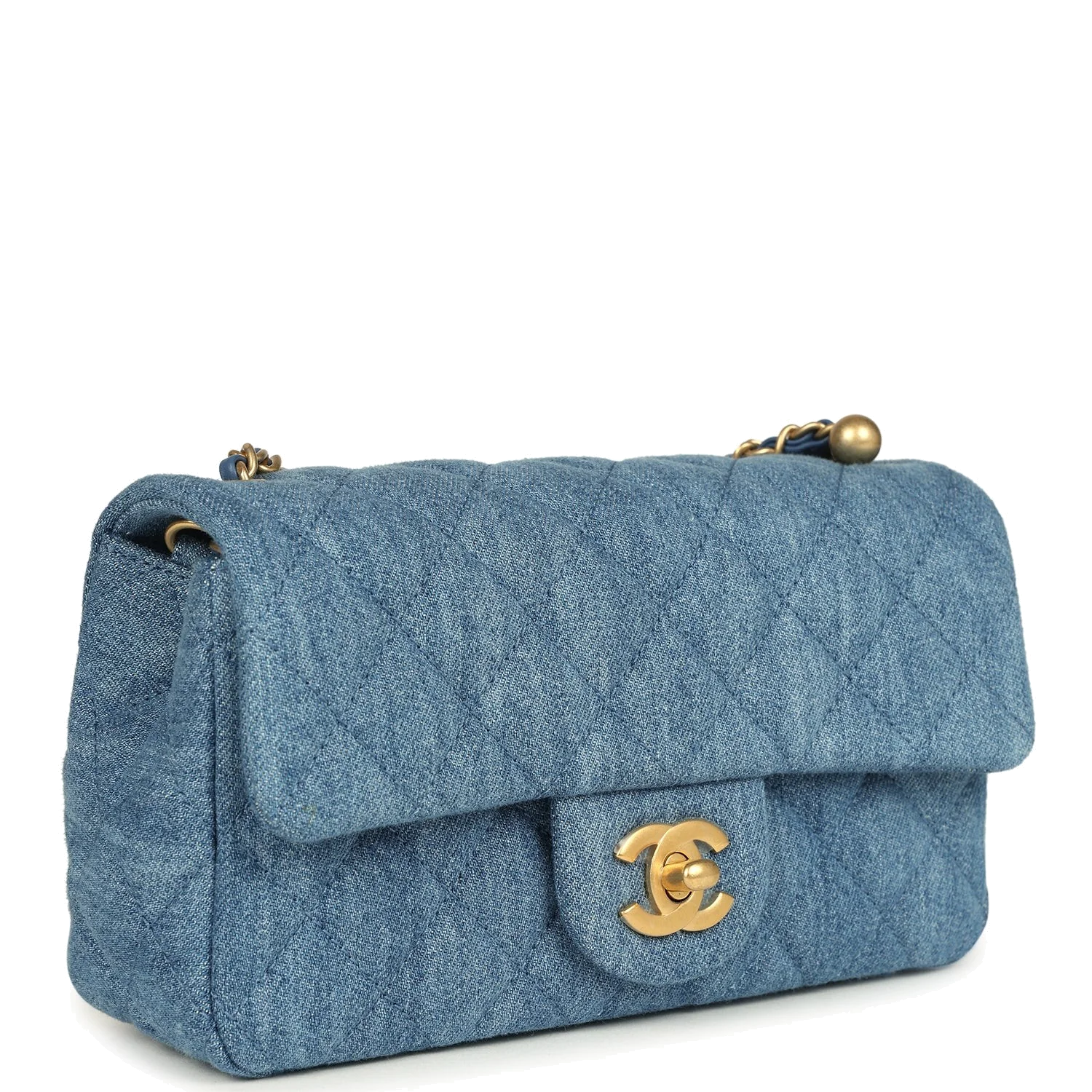 Chanel Mini Pearl Crush Rectangular Flap Bag Blue Denim — фото 3