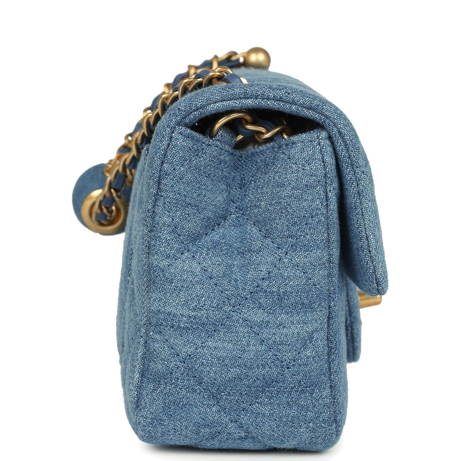 Chanel Mini Pearl Crush Rectangular Flap Bag Blue Denim — фото 4