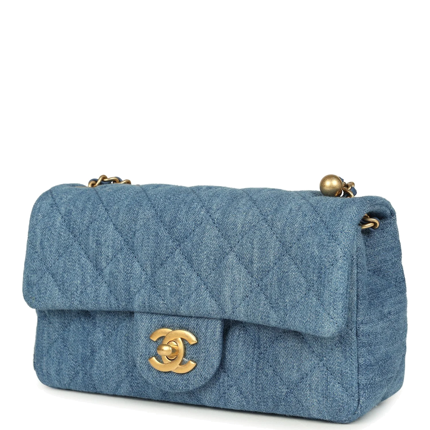 Chanel Mini Pearl Crush Rectangular Flap Bag Blue Denim — фото 6