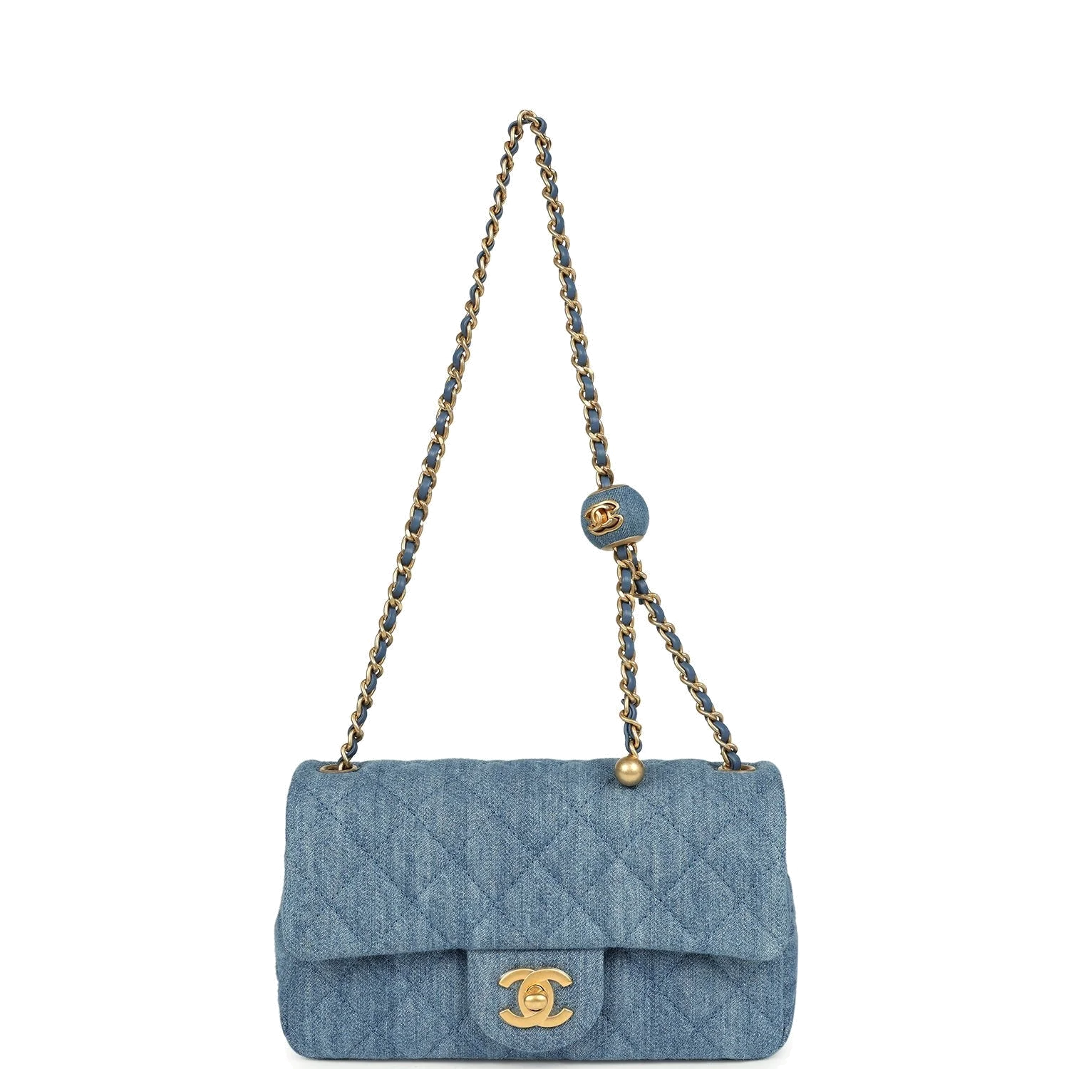 Chanel Mini Pearl Crush Rectangular Flap Bag Blue Denim — фото 8