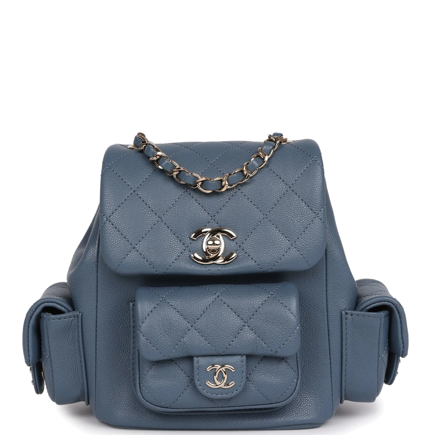 Chanel Mini Duma Backpack Blue Caviar