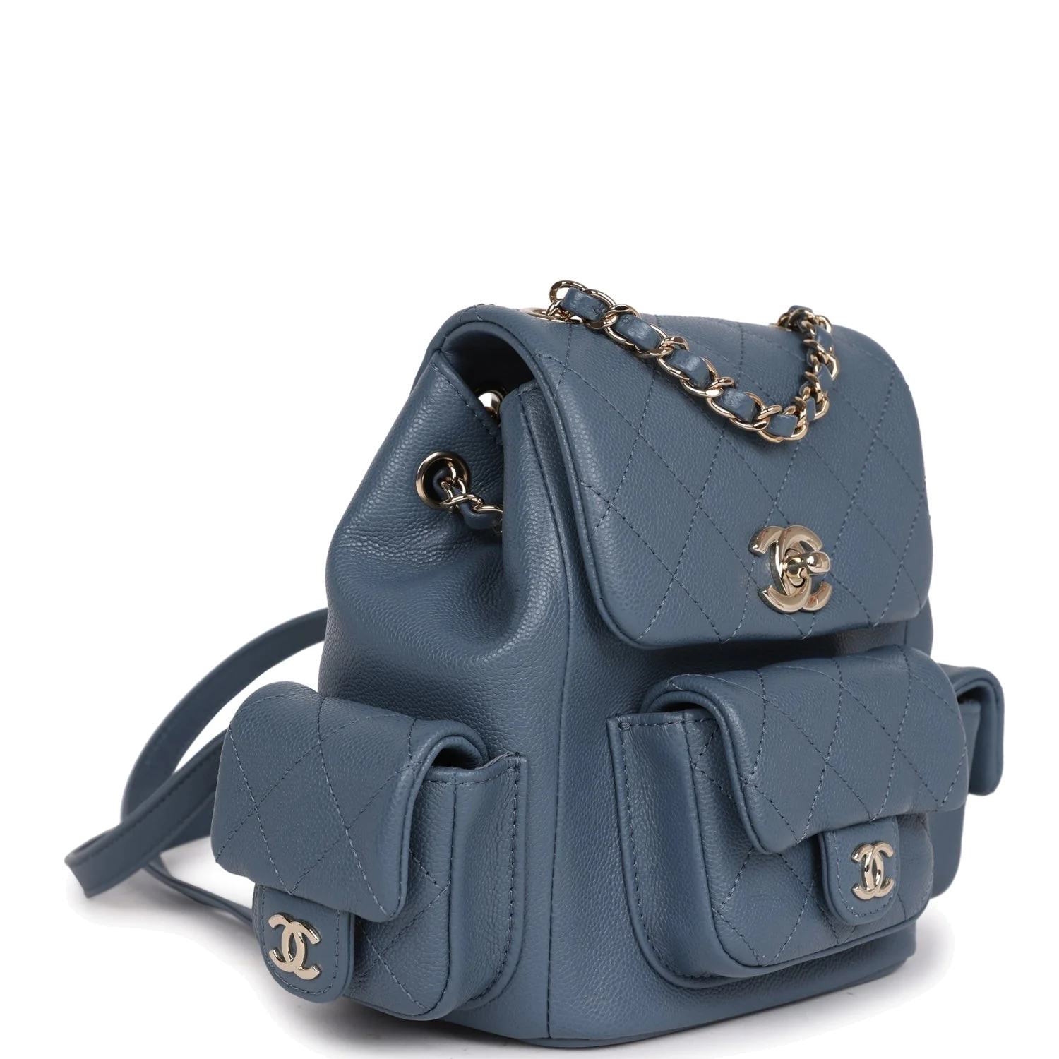 Chanel Mini Duma Backpack Blue Caviar — фото 3
